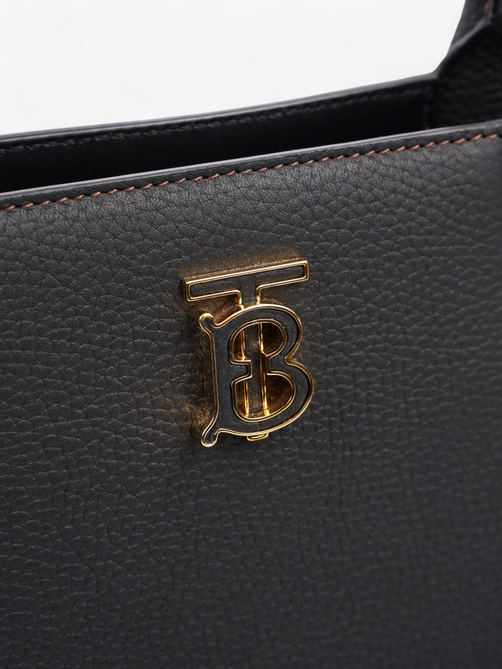 Burberry TB Tote Black Grained Leather Medium