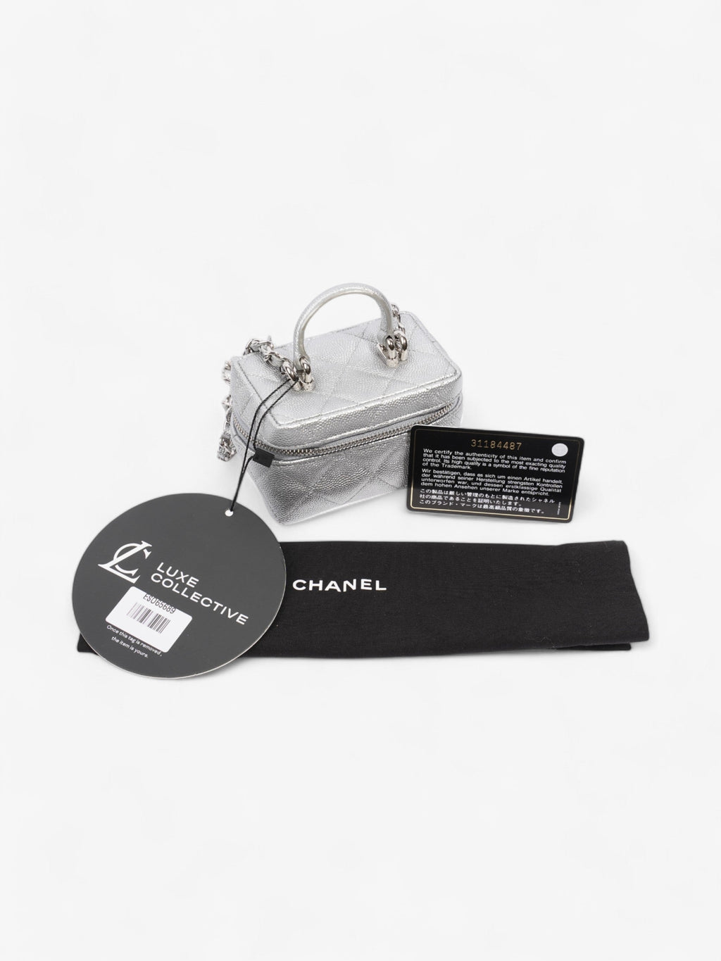 Chanel Vanity with Chain Silver Caviar Leather Mini
