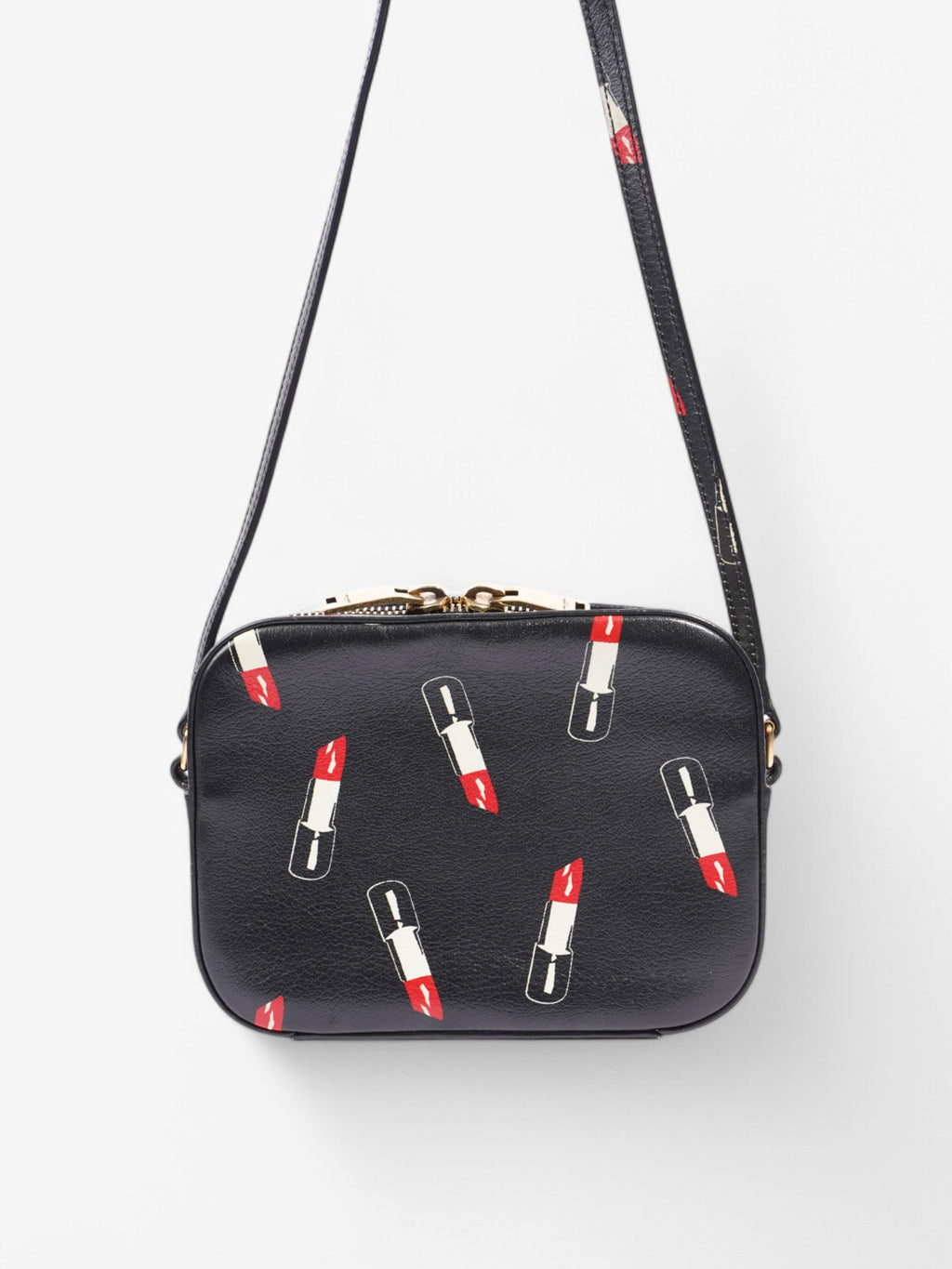 Saint Laurent Shoulder Bag Black / White / Red Leather