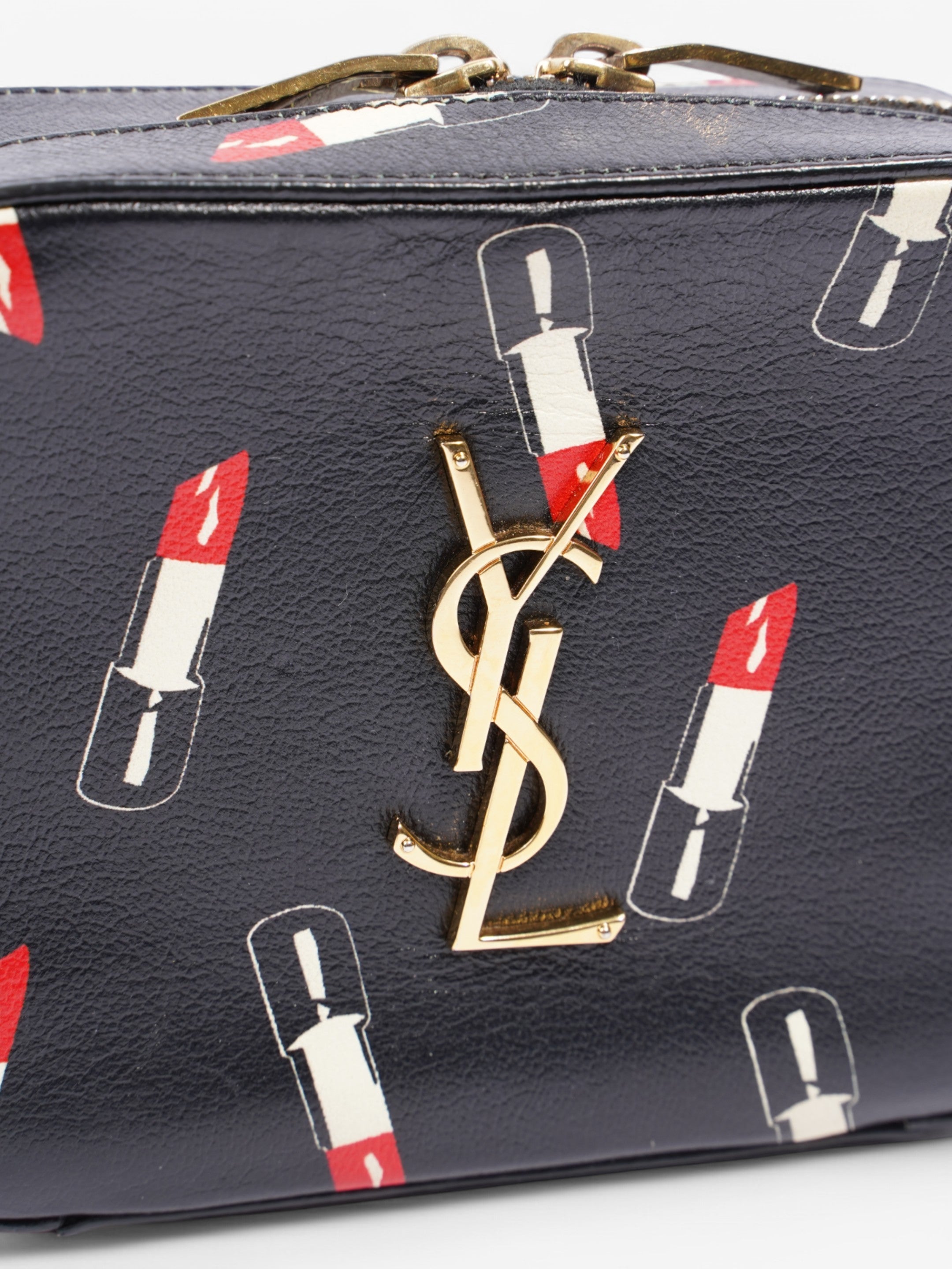 Saint Laurent Shoulder Bag Black / White / Red Leather