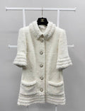 Chanel 18A Paris-Hamburg Ecru/White Pearly Tweed jacket pearl buttons size 36