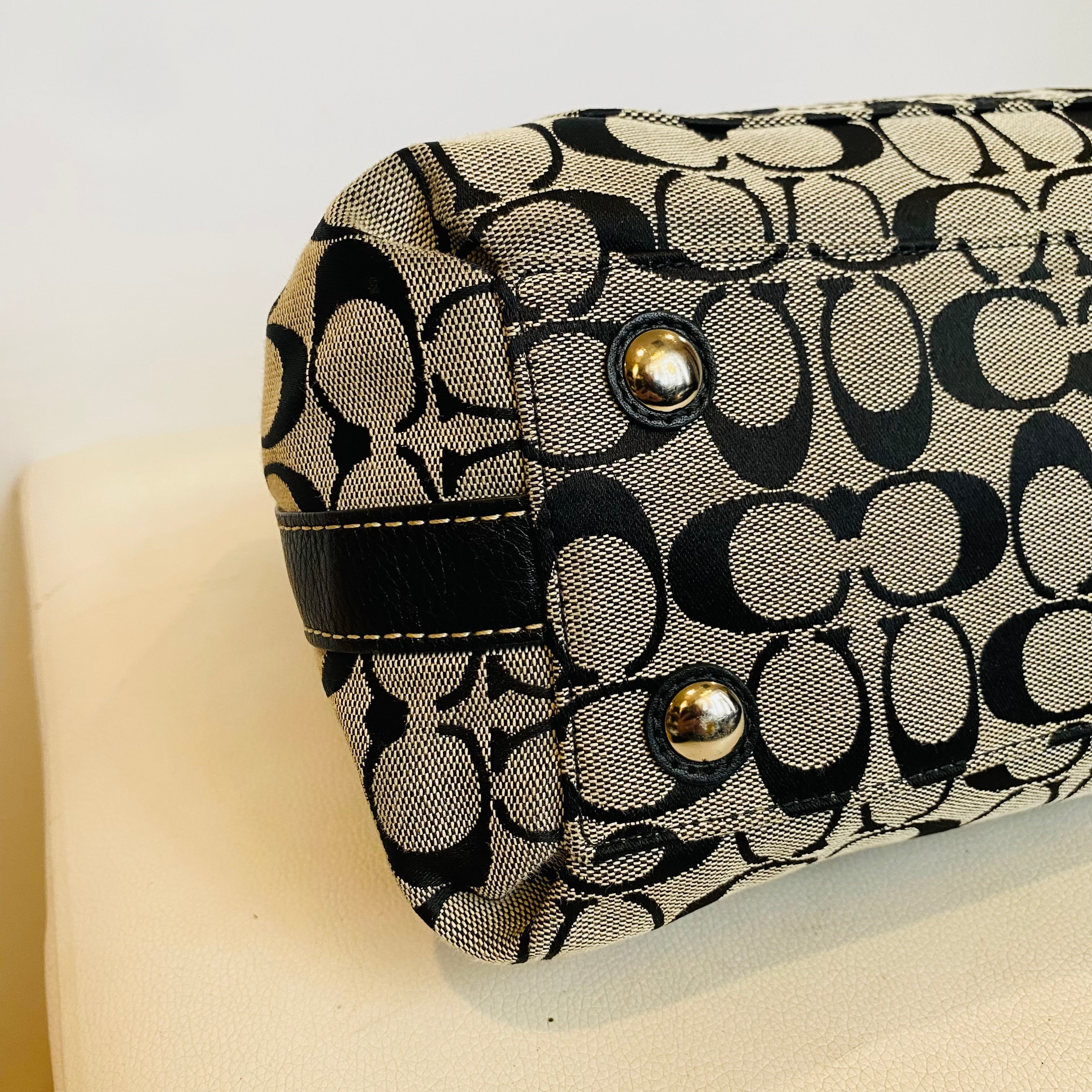 COACH Penelope Signature Black/Gray Tote Handbag F14692