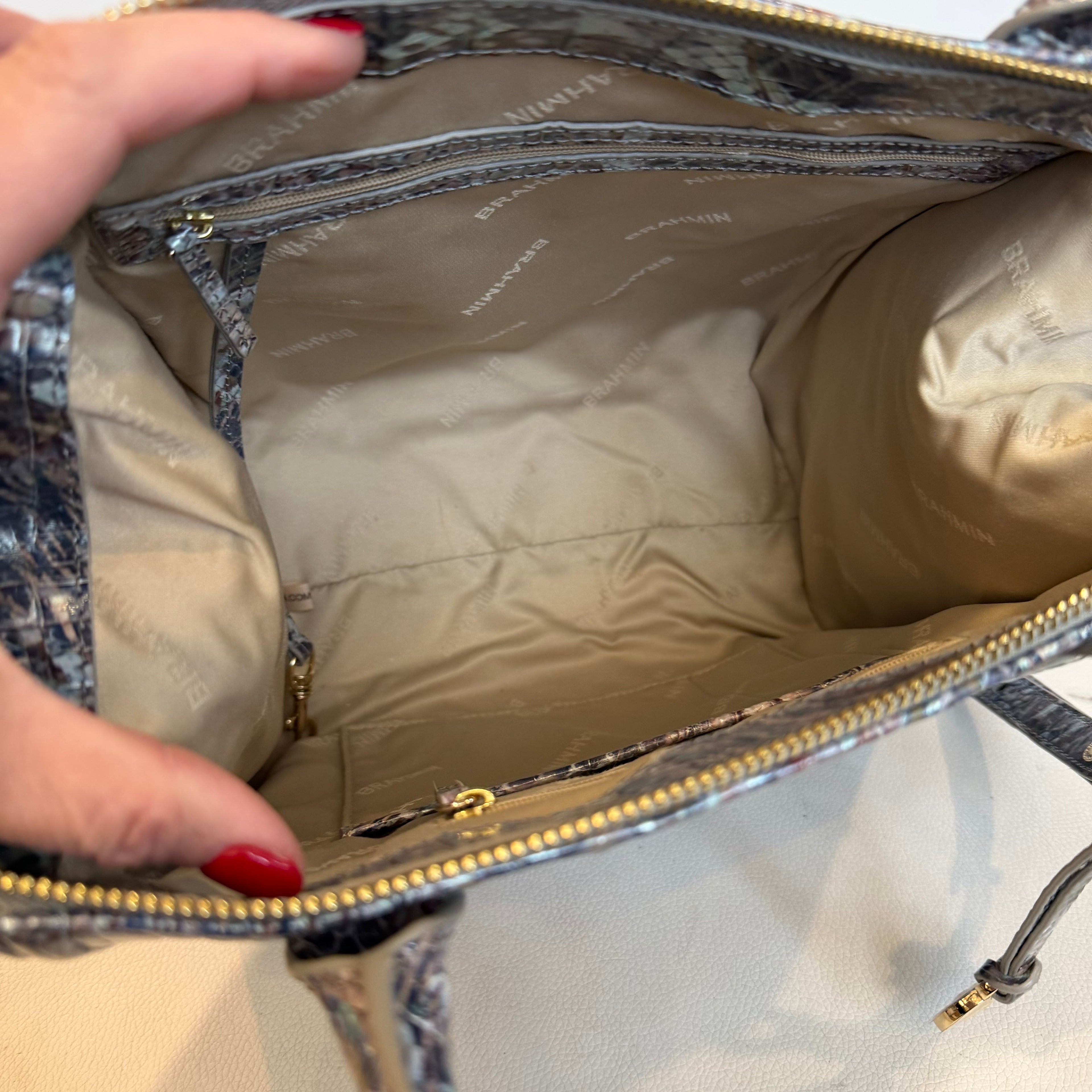 BRAHMIN Small Caroline Icy Python Melbourne Leather Satchel Shoulder Bag  NWOT