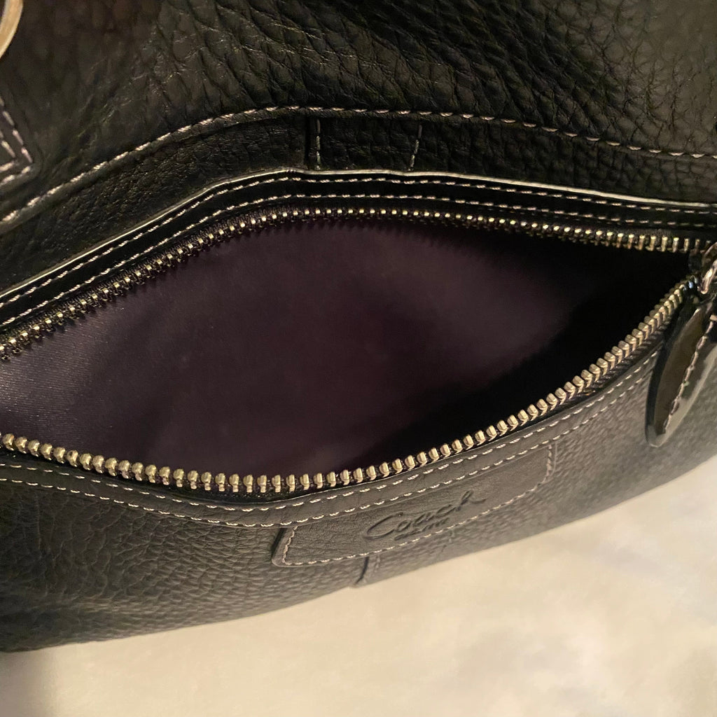 COACH Penelope Pebbled Leather Shoulder Bag Black # 14426