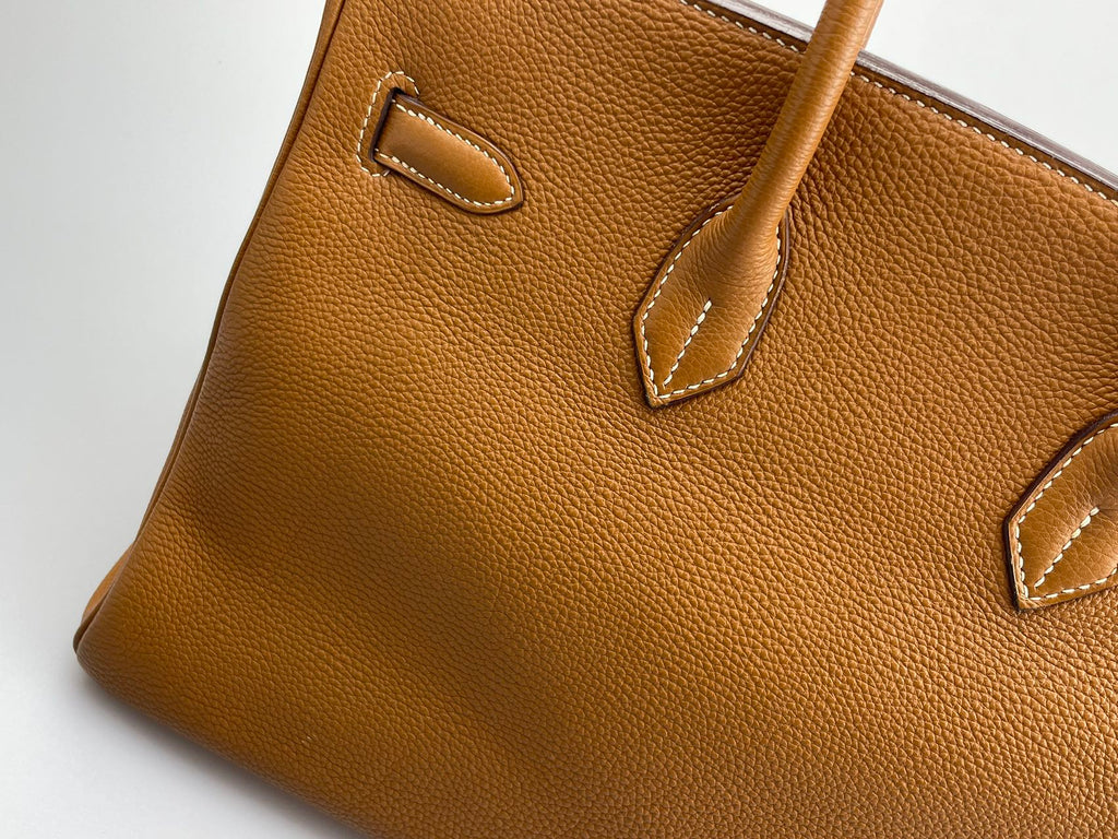 Hermes   Birkin 35 in gold vintage Togo leather
