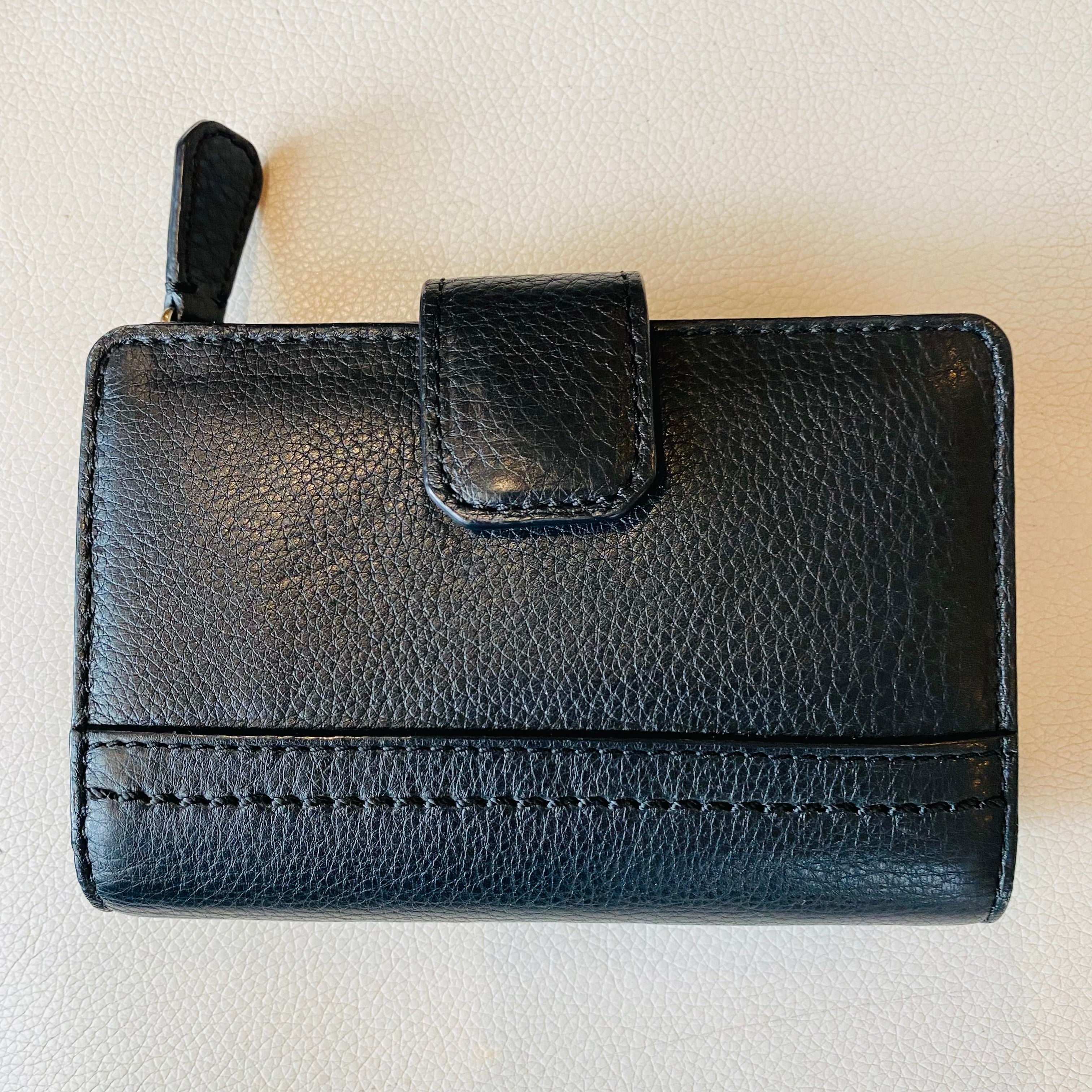 COACH Wallet Taylor Leather Compact Black Corner Zip
