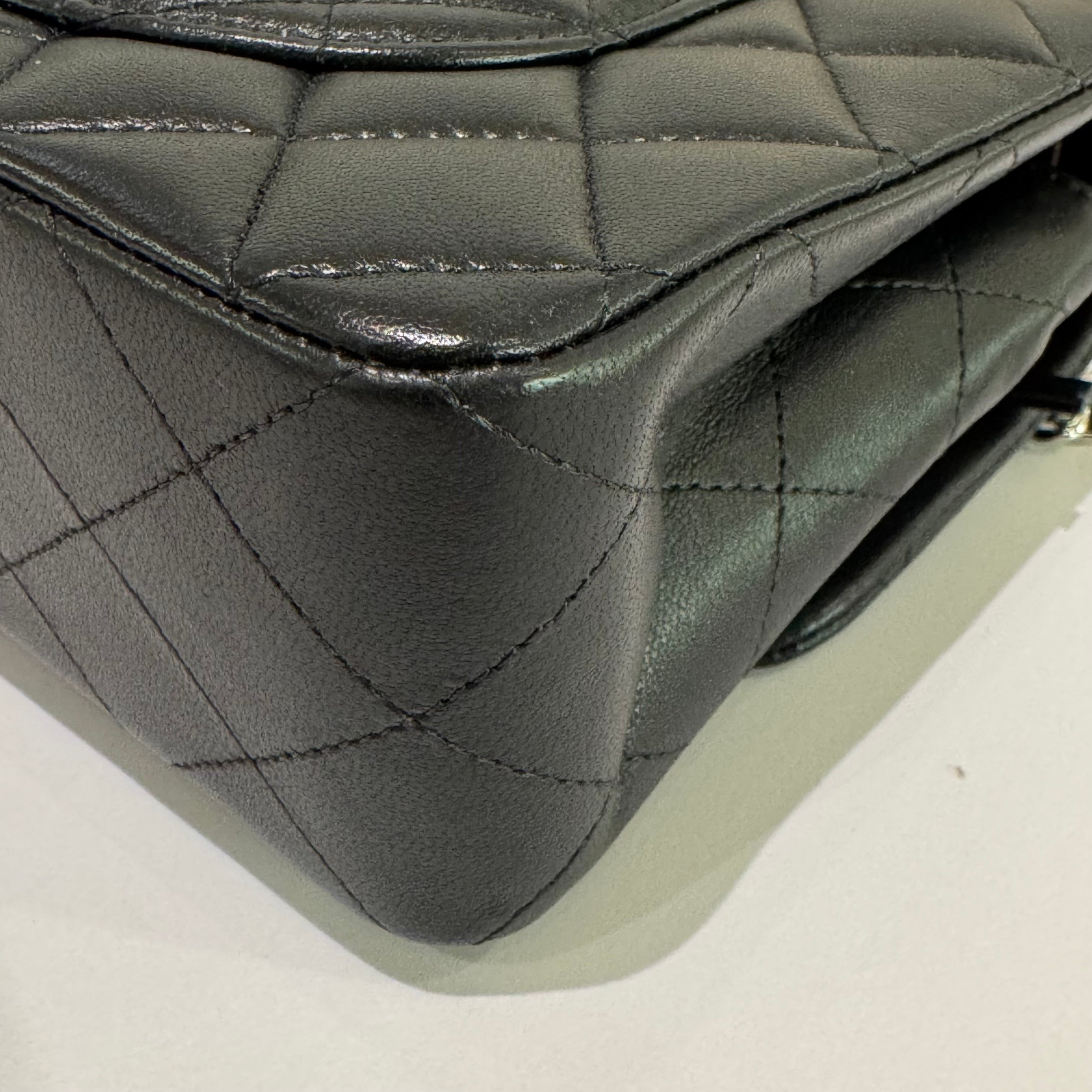 CHANEL CF SMALL BLACK LAMBSKIN WITH SILVER HARDWARE –  ITY CARD MODEL