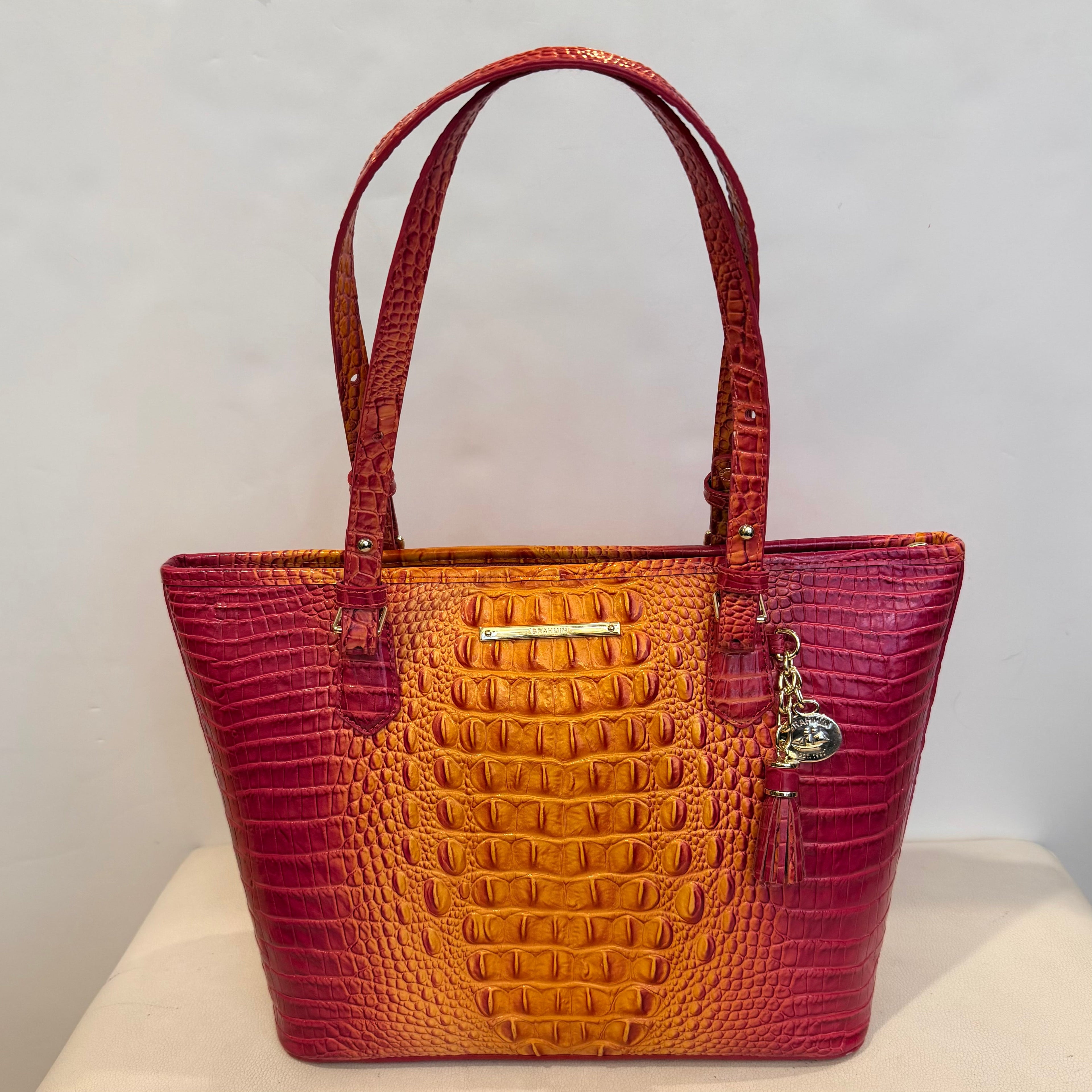 BRAHMIN MEDIUM ASHER PASSION FRUIT Tote Shoulder Bag NWOT