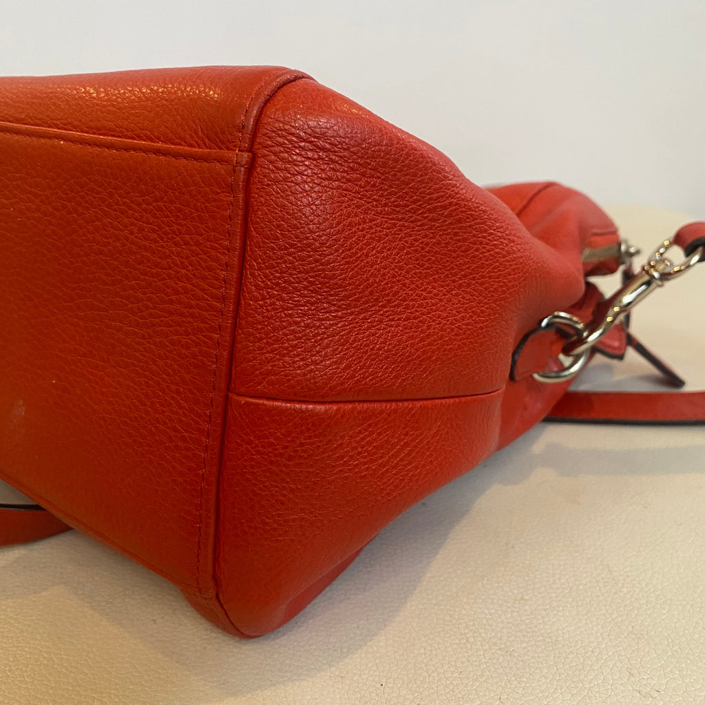 COACH #D1473-F31324 Red Leather Katheryn Triple Zipper Satchel Handbag