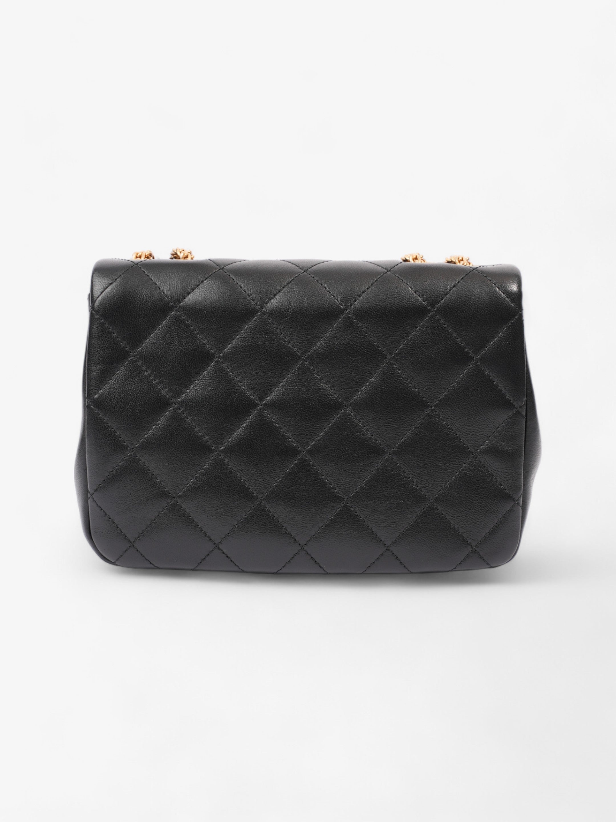 Chanel On And On Full Flap Black Lambskin Leather Small