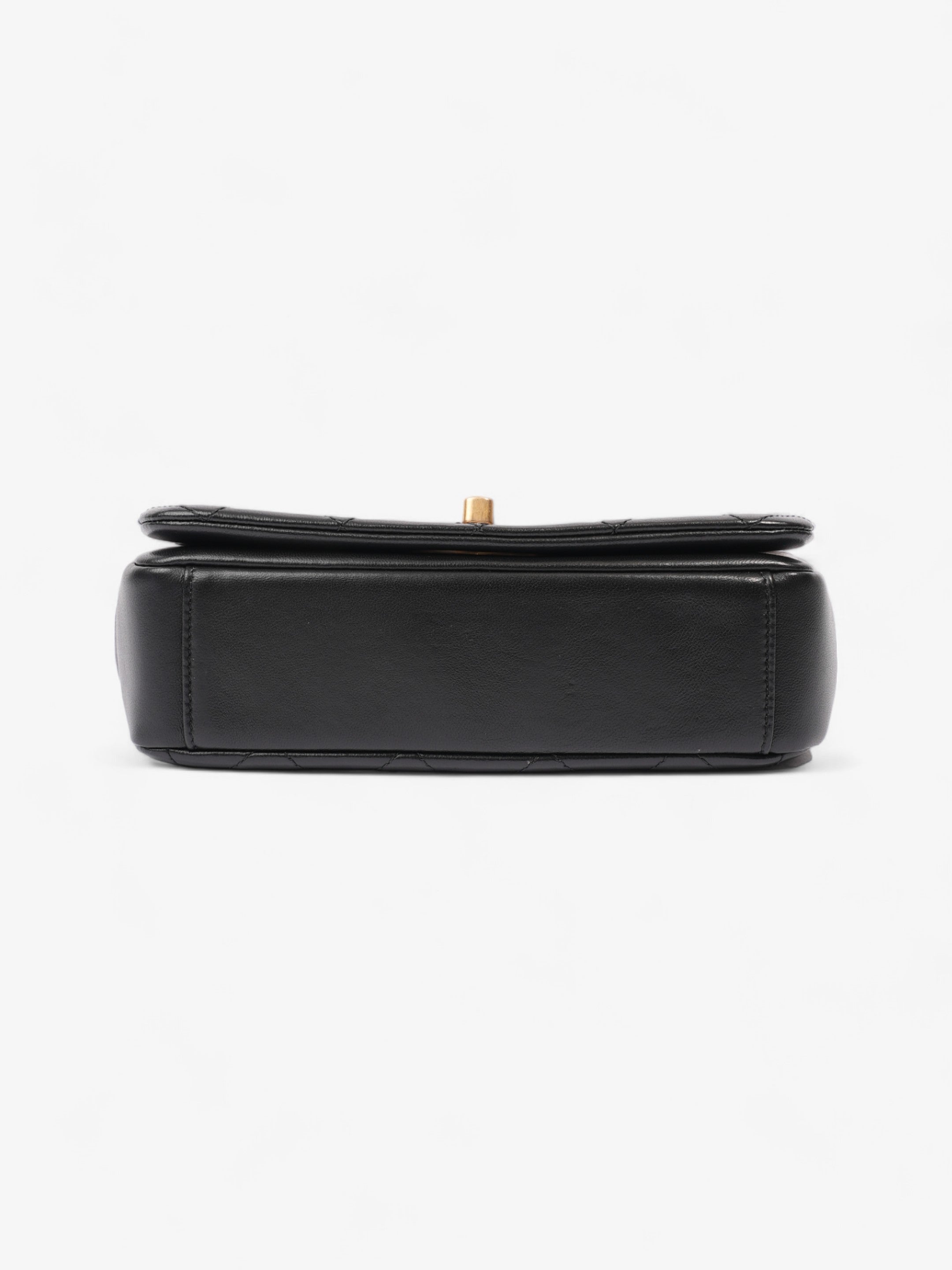 Chanel On And On Full Flap Black Lambskin Leather Small