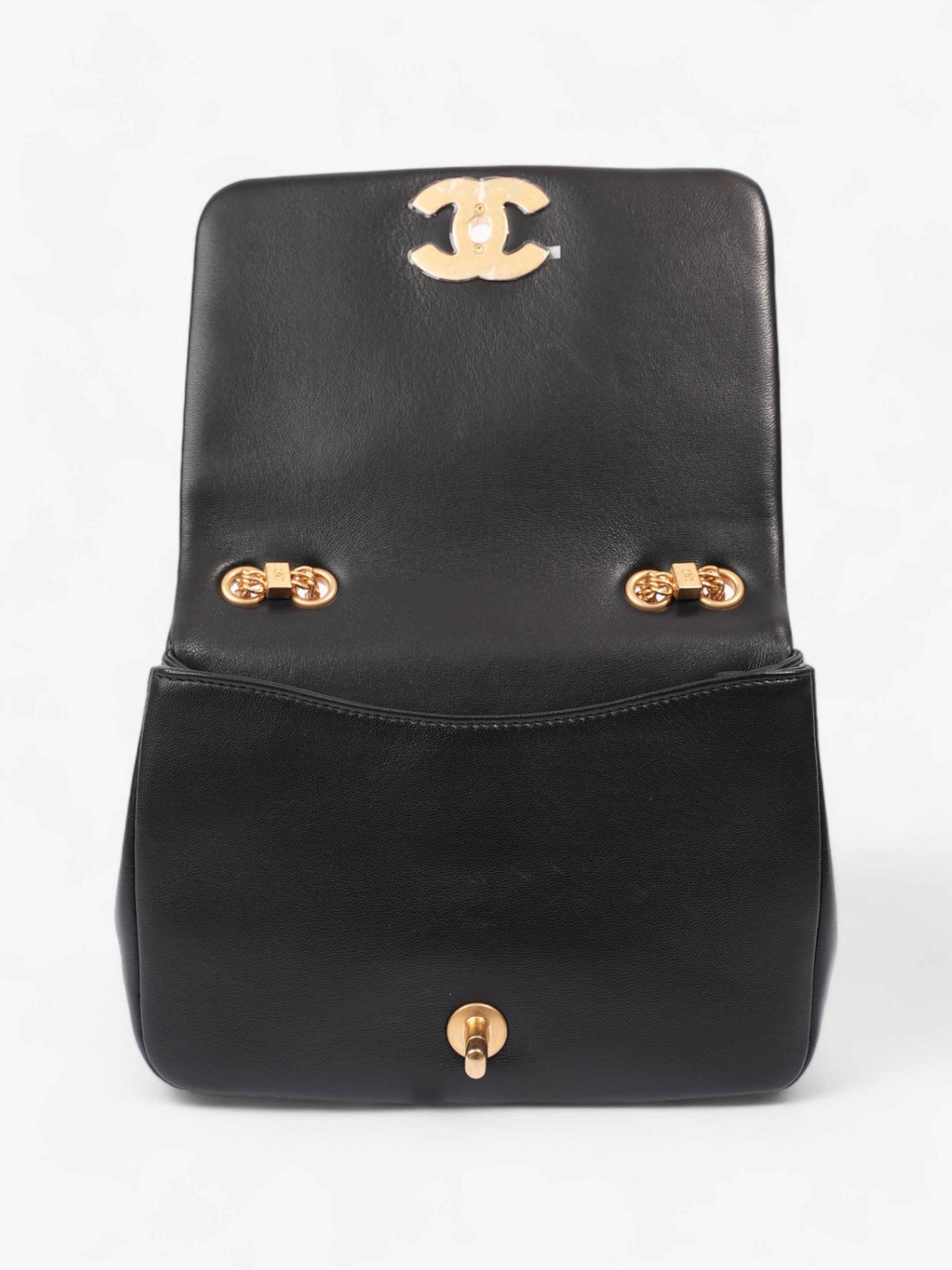 Chanel On And On Full Flap Black Lambskin Leather Small