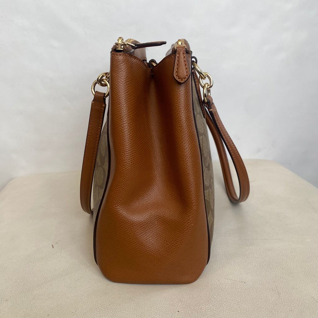 COACH Signature Christie Carryall Tote Shoulder Bag in Brown/ Tan