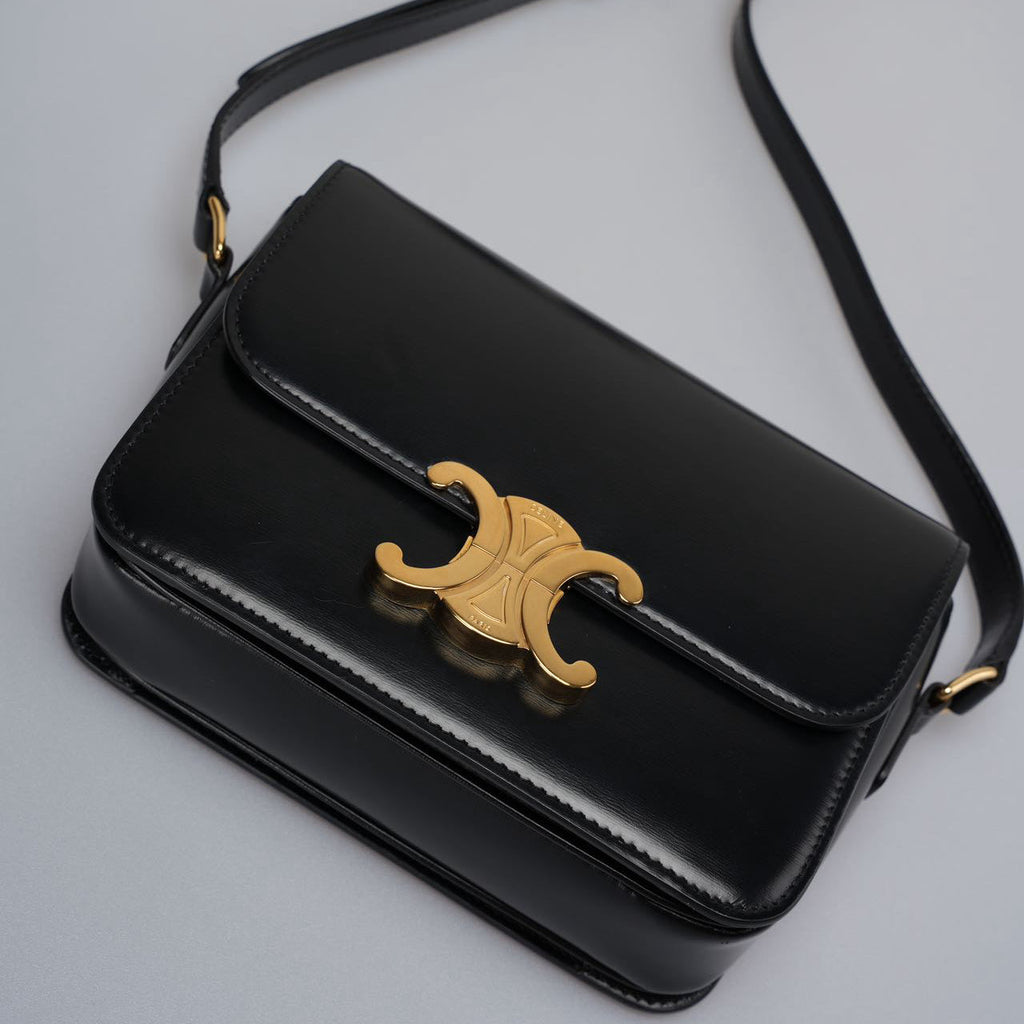 Celine Black Triomphe Crossbody Bag   2021 Small Calfskin