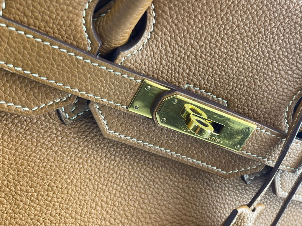Hermes   Birkin 35 in gold vintage Togo leather