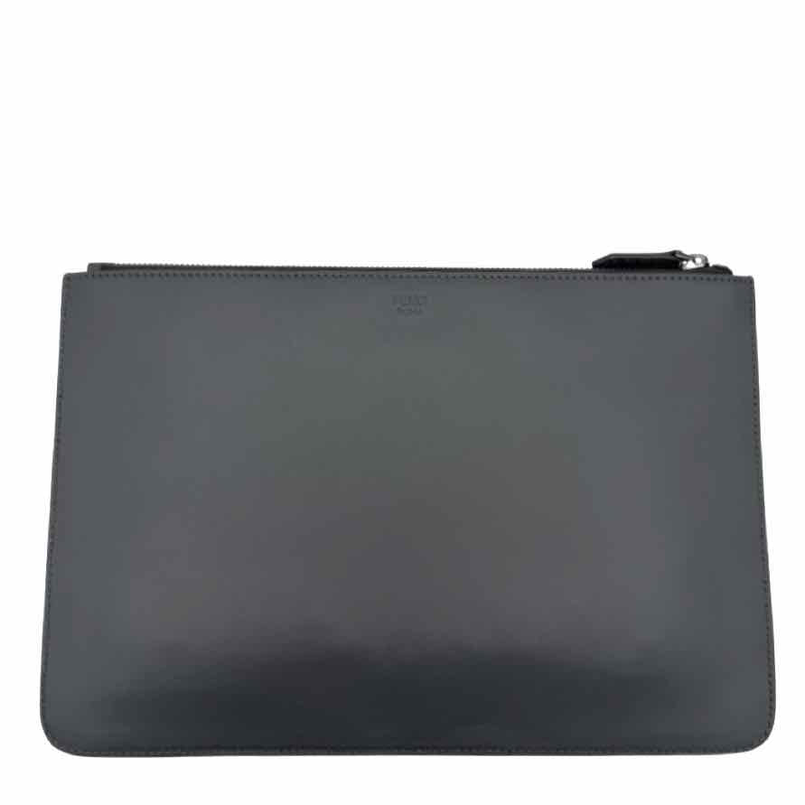 FENDI Leather Monster Eyes Clutch Gray