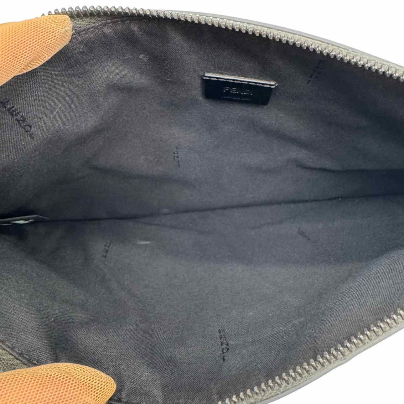 FENDI Leather Monster Eyes Clutch Gray