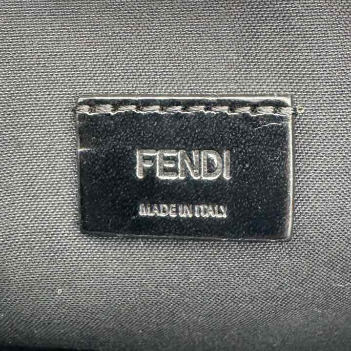 FENDI Leather Monster Eyes Clutch Gray