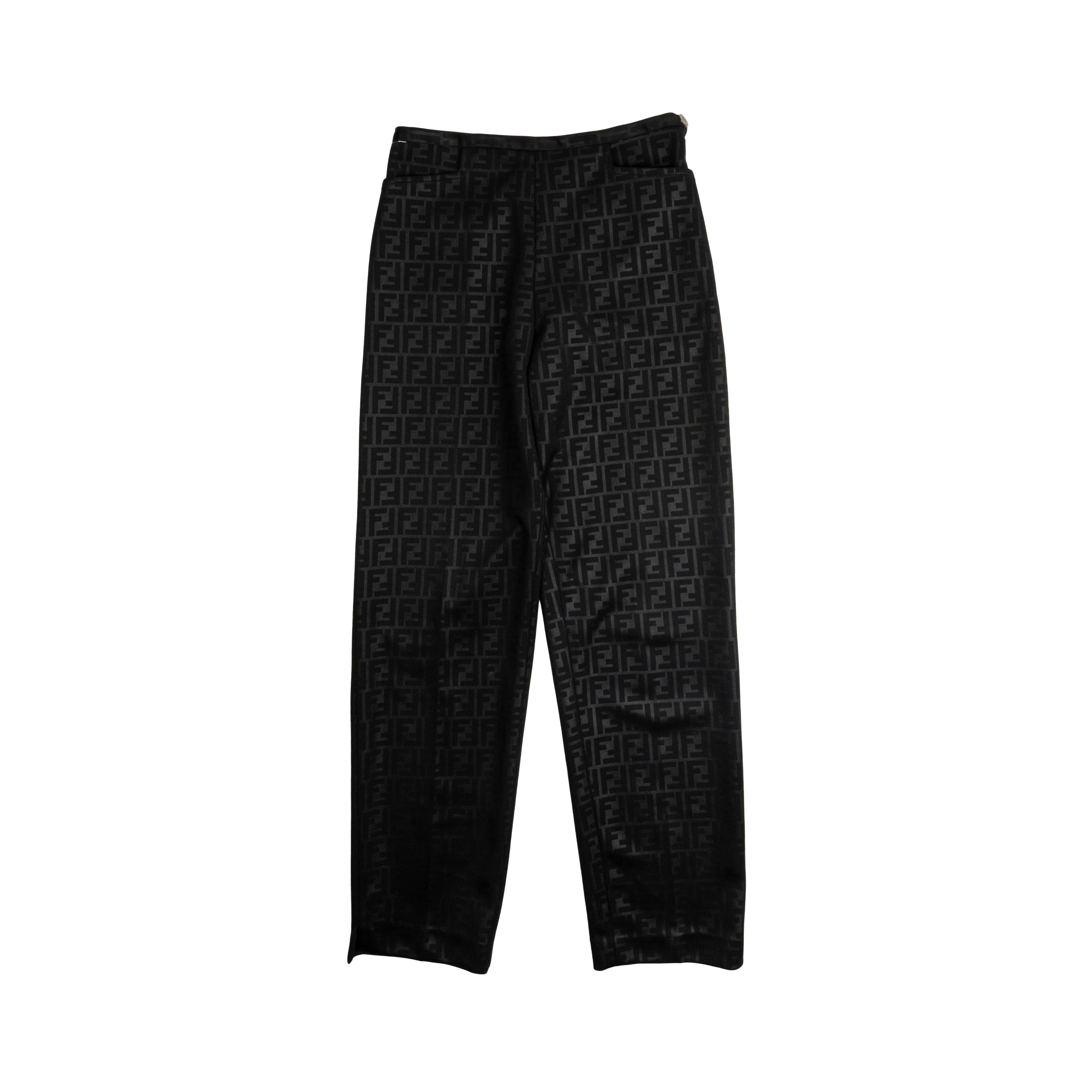 Fendi Black Monogram Dress Pants - Women's 4