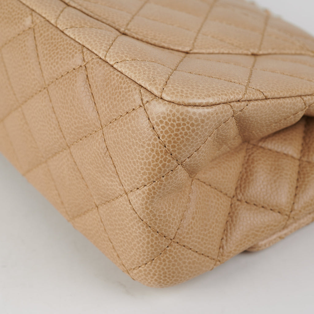 Chanel 2.55 Reissue 227 Caviar Beige with Olive Undertone