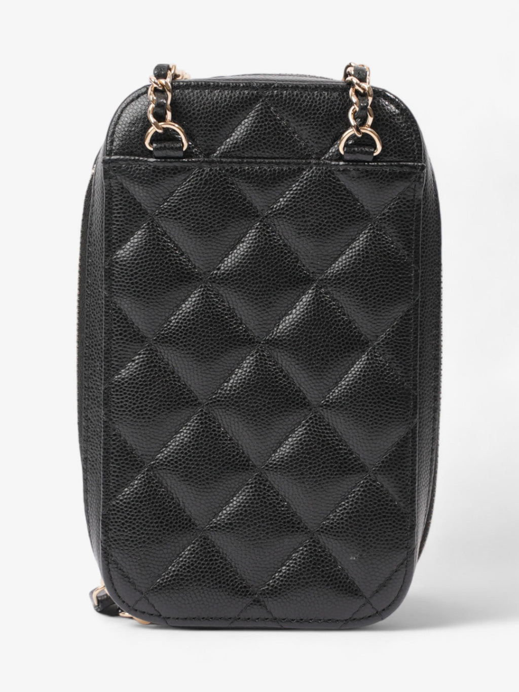 Chanel Quilted Phone Holder Black Caviar Leather