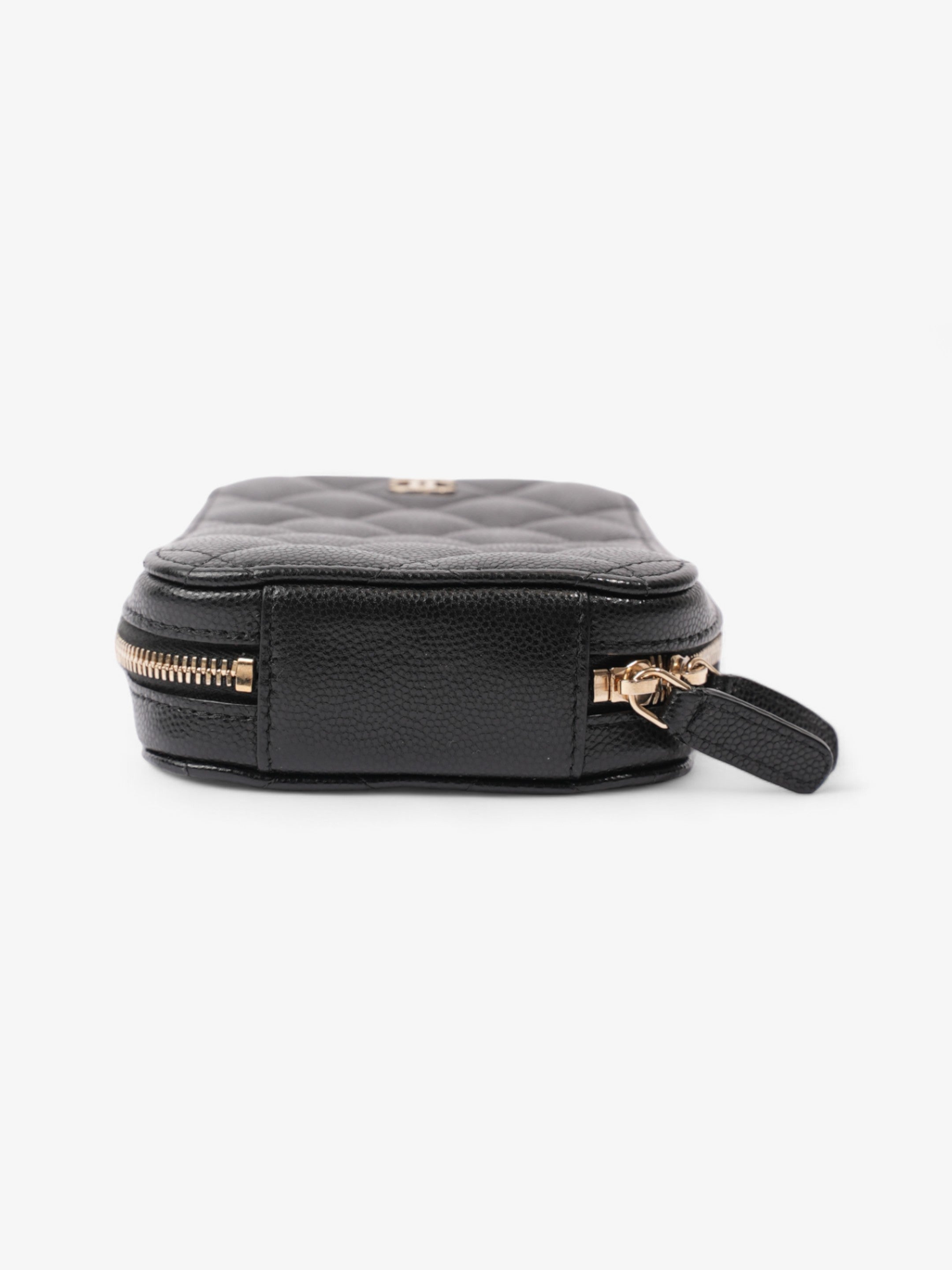 Chanel Quilted Phone Holder Black Caviar Leather