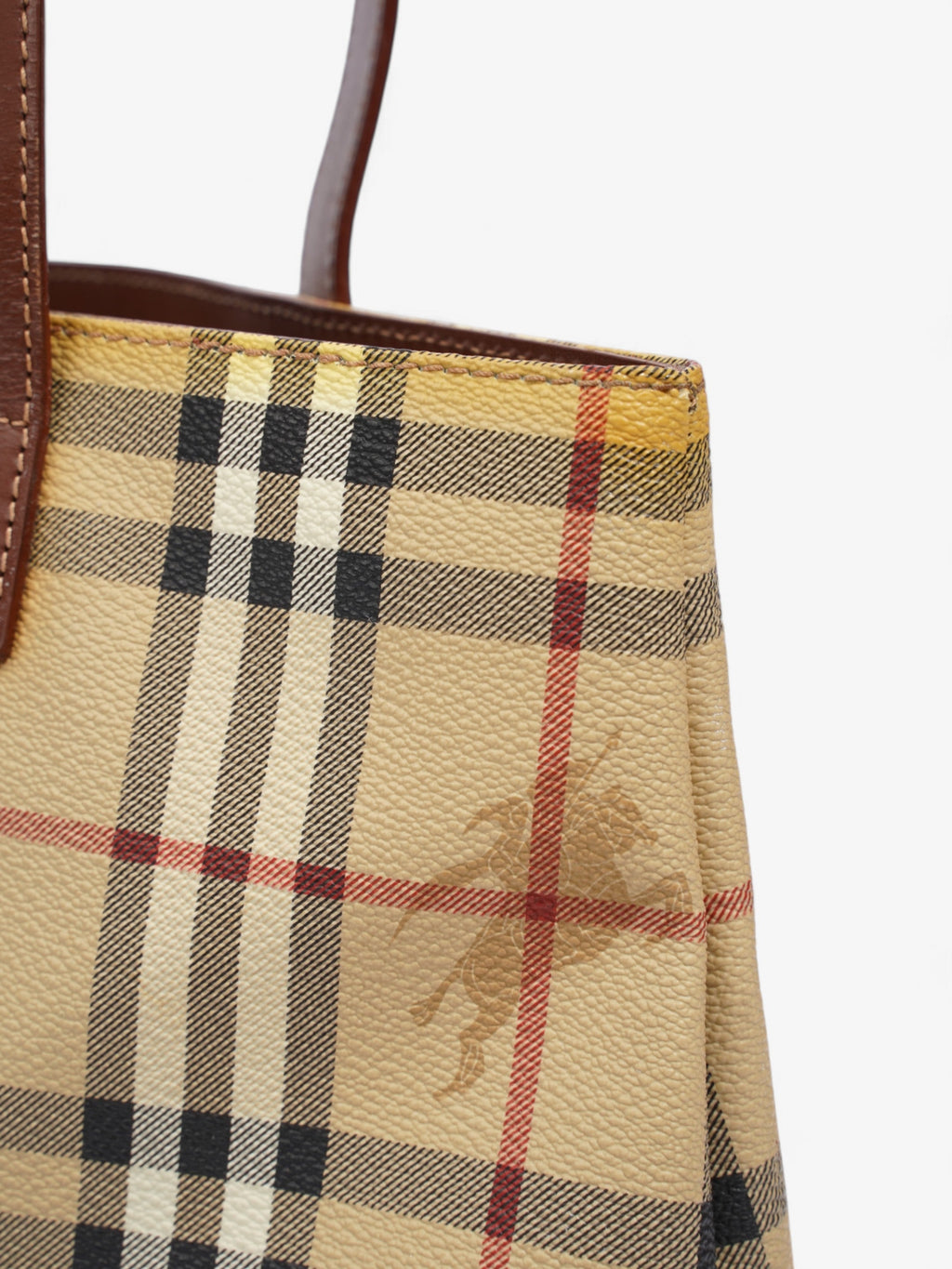 Burberry Logo Tote Bag Check Coated Canvas