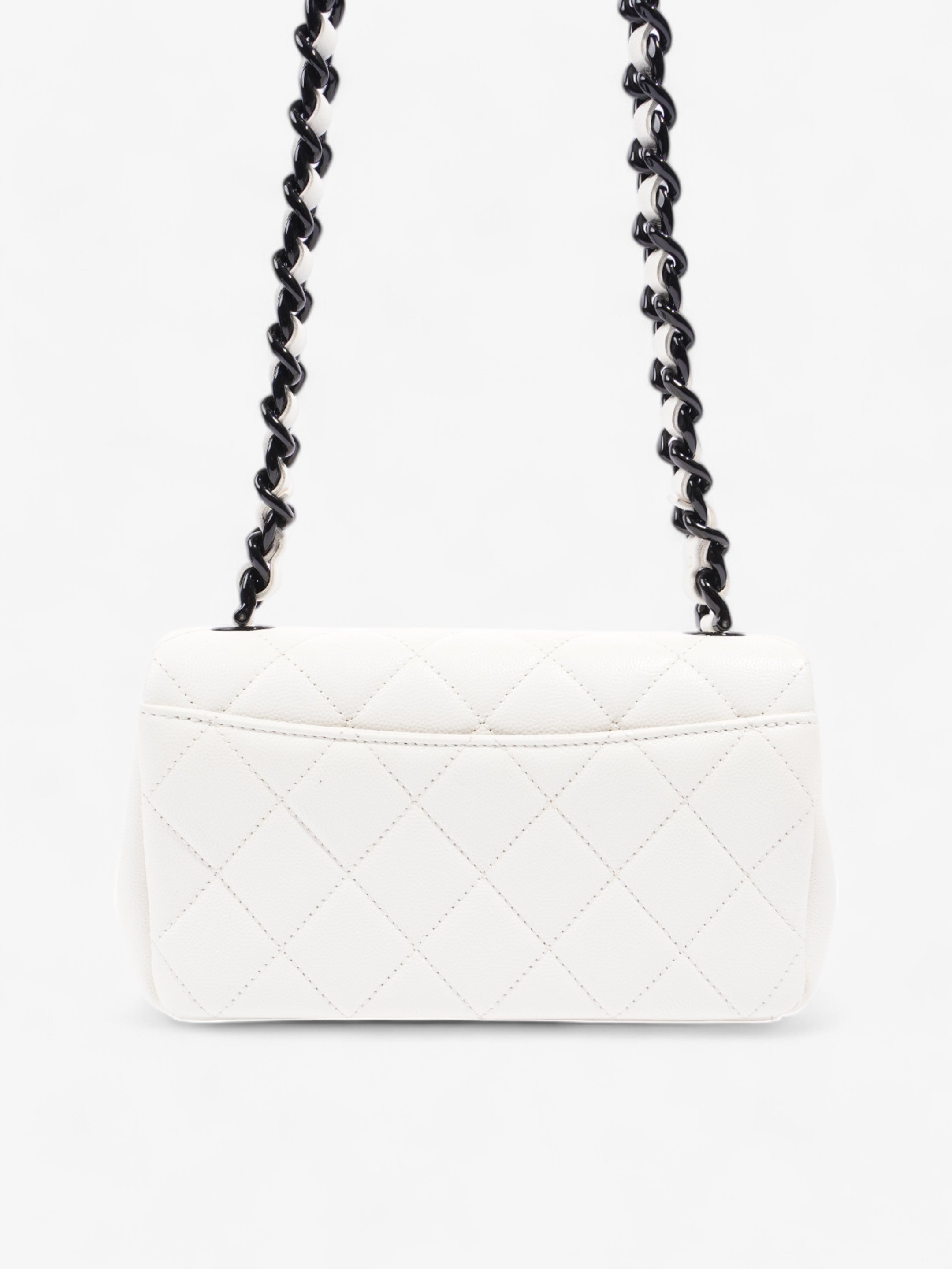 Chanel My Everything Flap White / Black Caviar Leather Small
