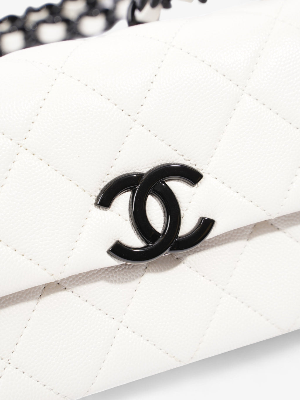Chanel My Everything Flap White / Black Caviar Leather Small