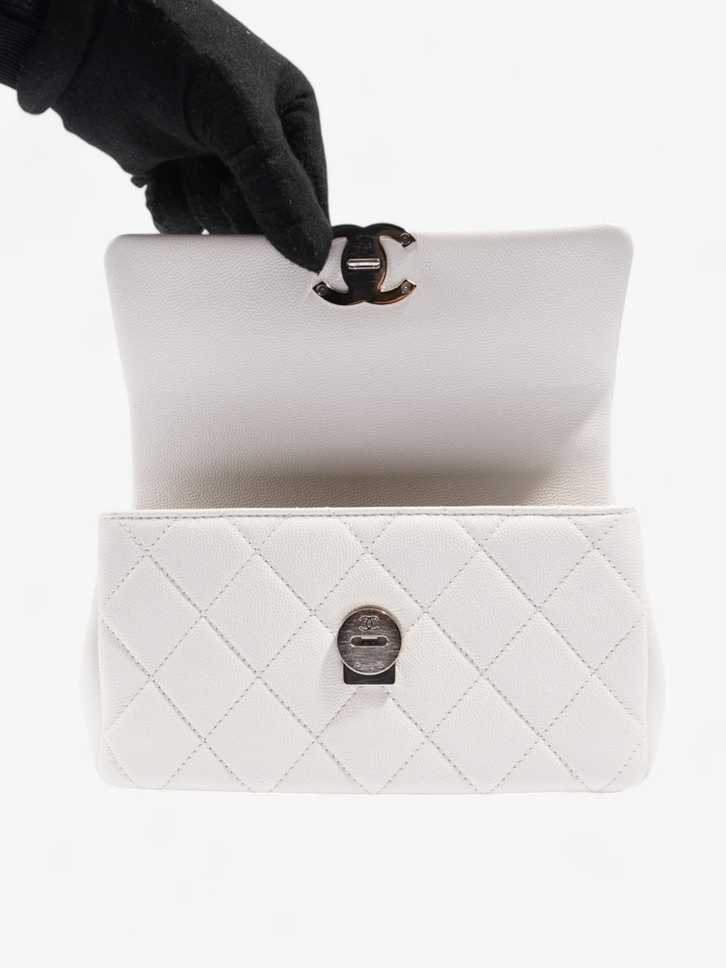 Chanel My Everything Flap White / Black Caviar Leather Small