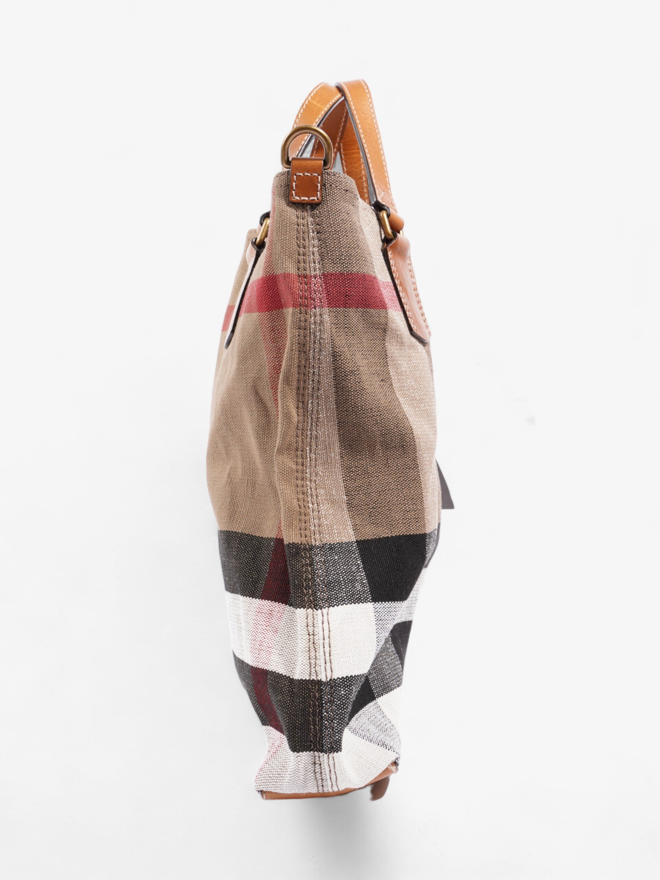 Burberry Tottenham Brit Tote Saddle Brown / House Check Canvas Medium
