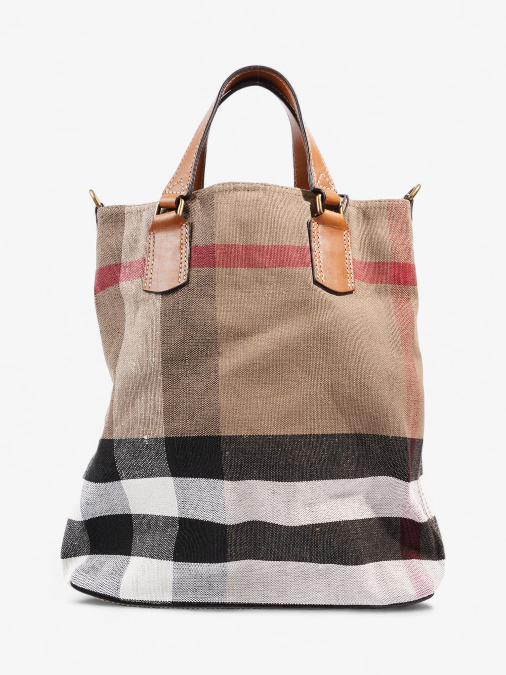 Burberry Tottenham Brit Tote Saddle Brown / House Check Canvas Medium