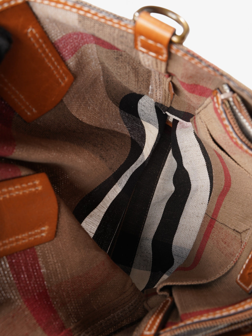 Burberry Tottenham Brit Tote Saddle Brown / House Check Canvas Medium