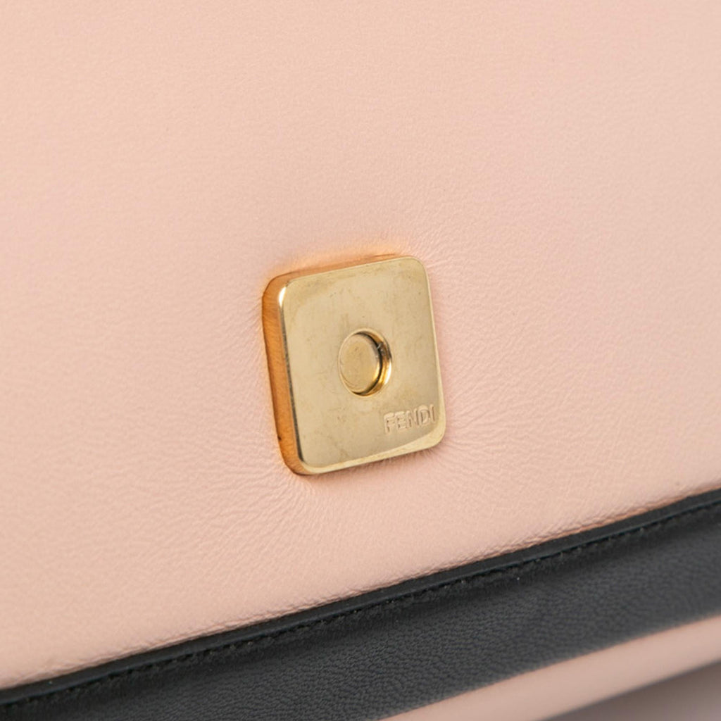 Fendi Bicolor Leather Chain Midi Baguette