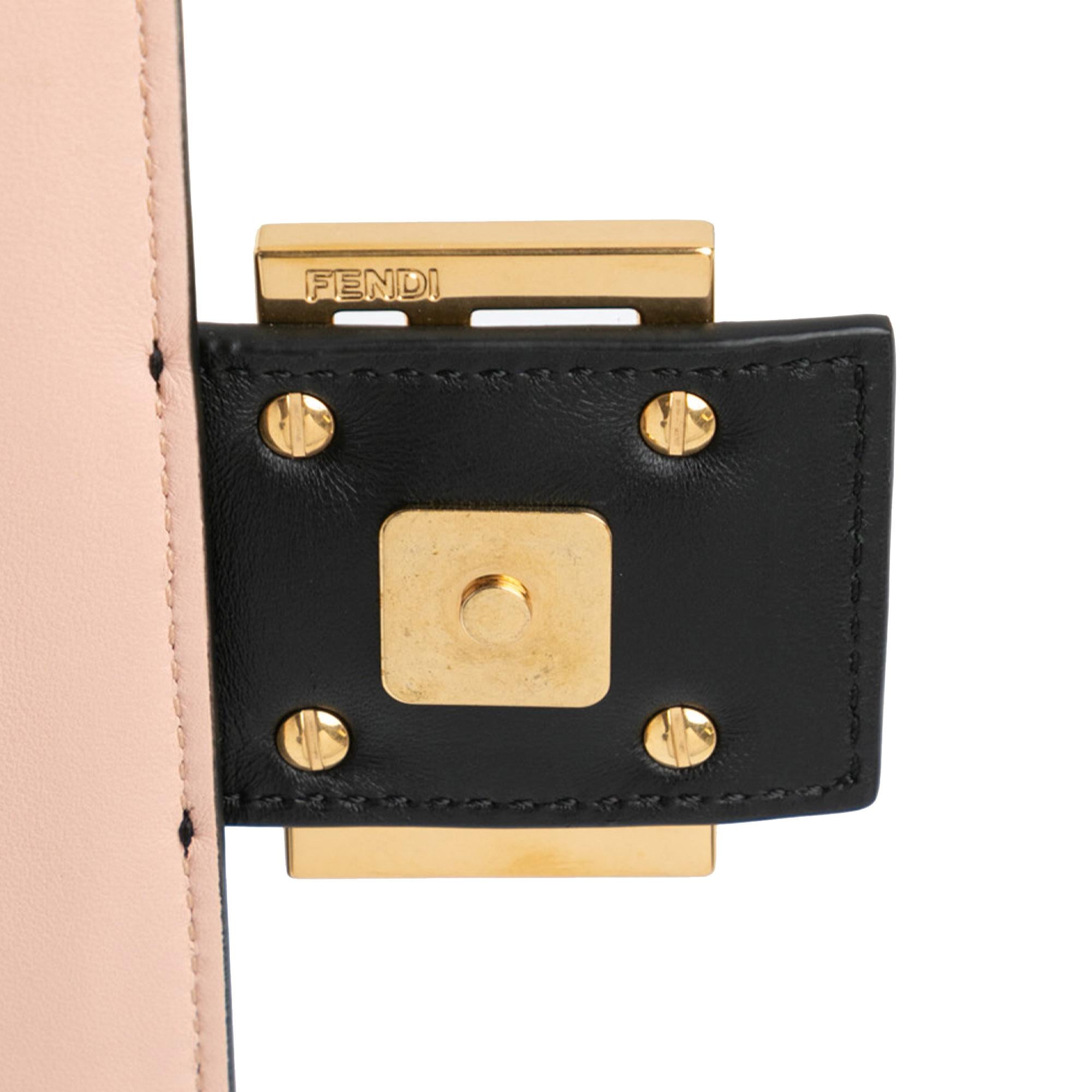 Fendi Bicolor Leather Chain Midi Baguette