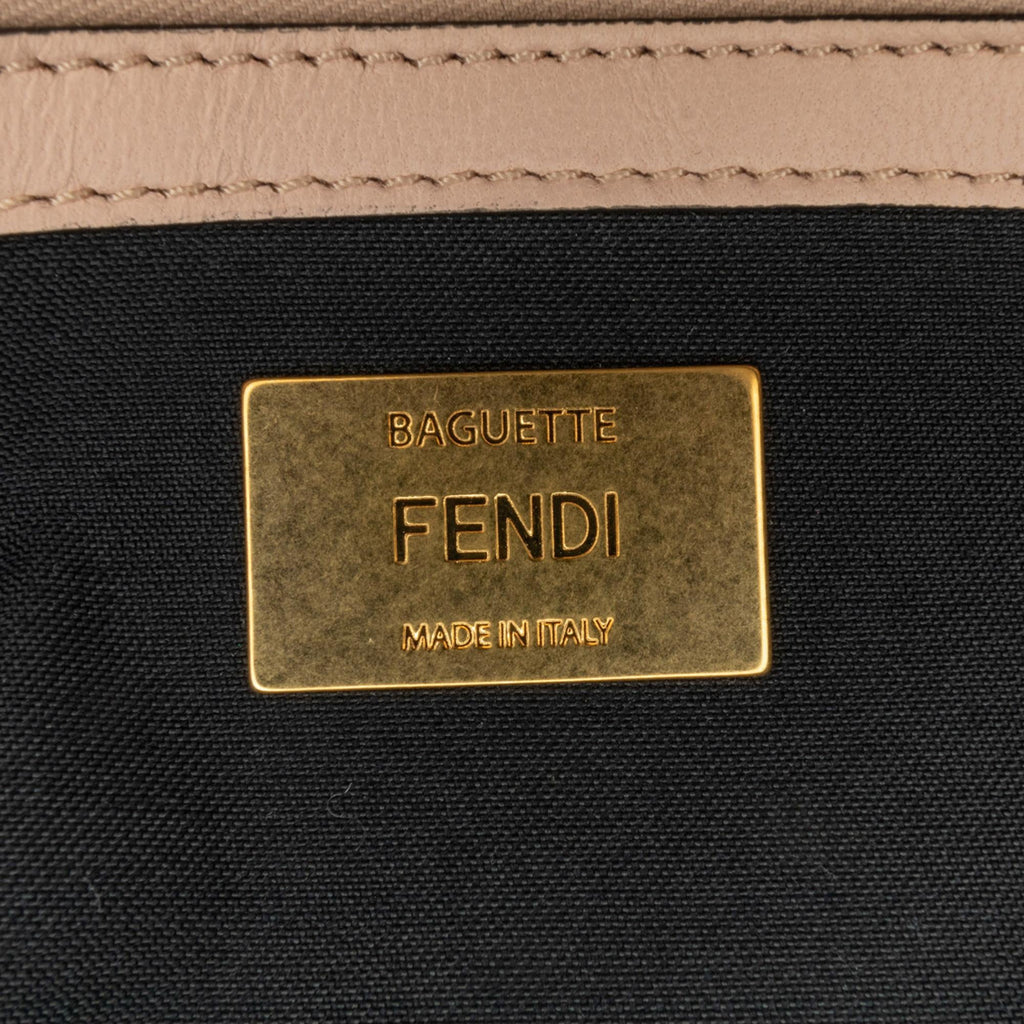 Fendi Bicolor Leather Chain Midi Baguette