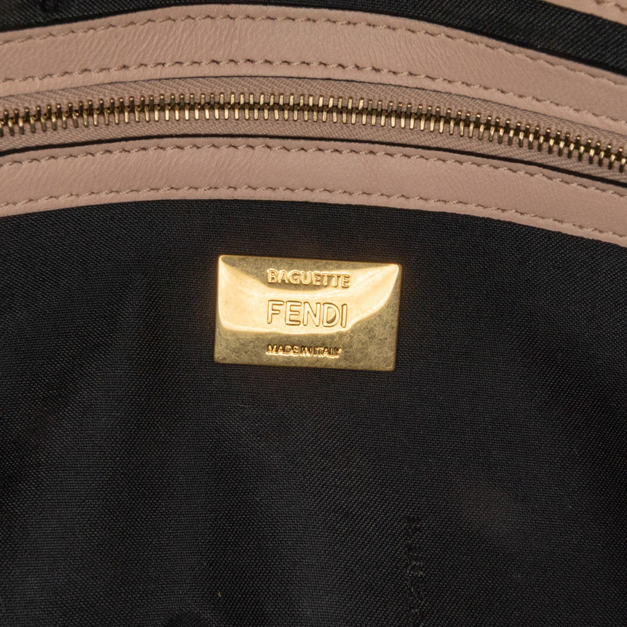 Fendi Bicolor Leather Chain Midi Baguette