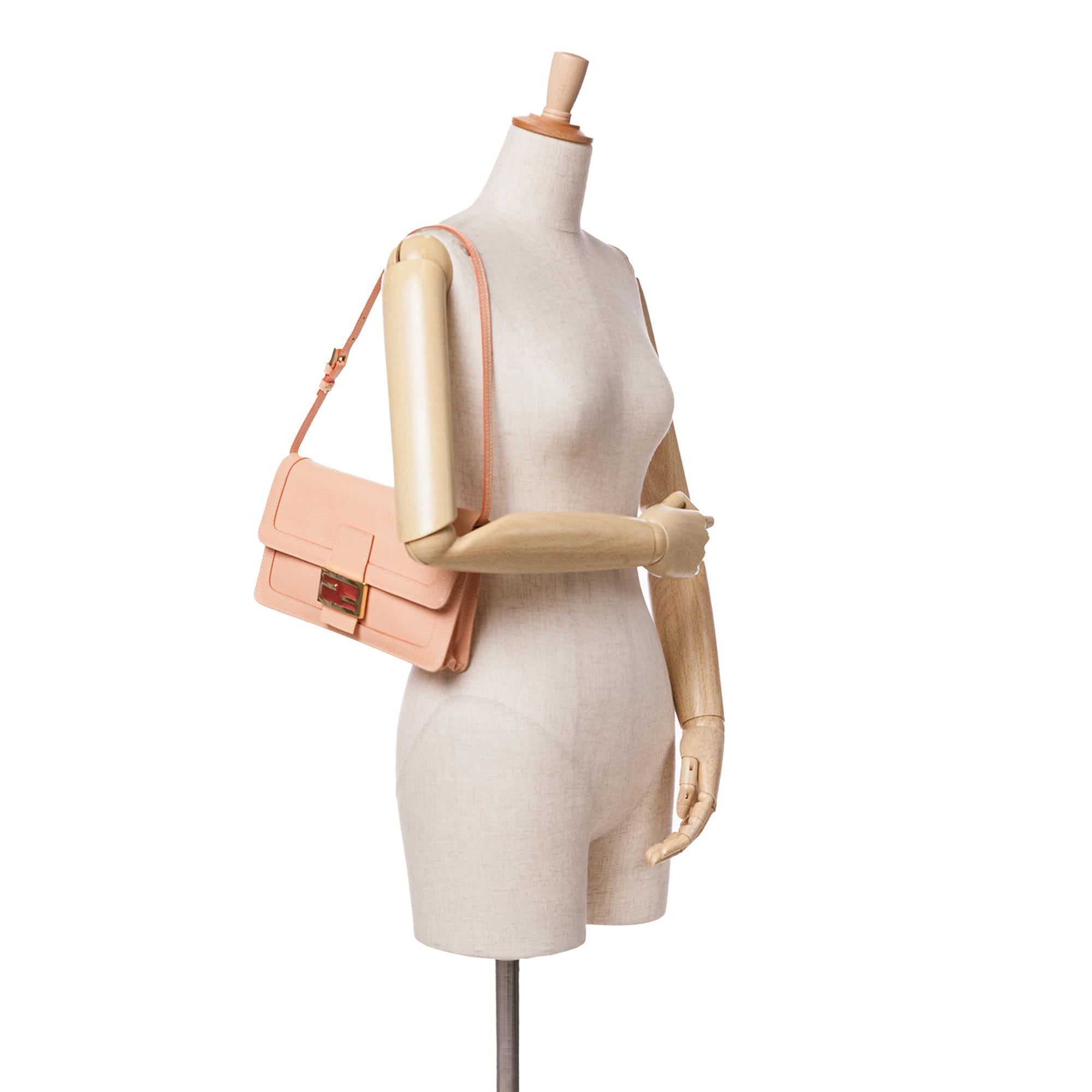 Fendi Calfskin Baguette Shoulder Bag