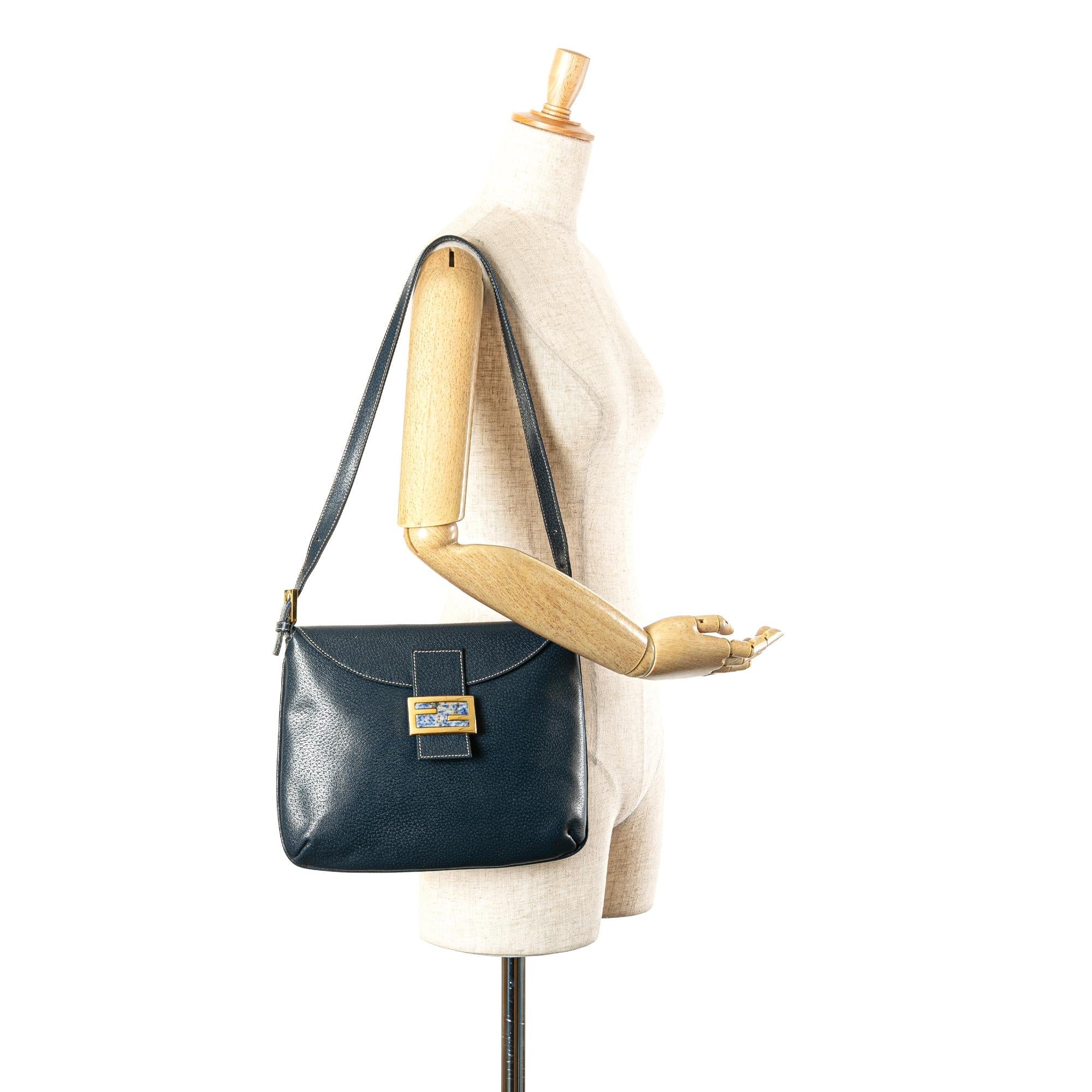Fendi Calfskin FF Marble Flap Shoulder Bag