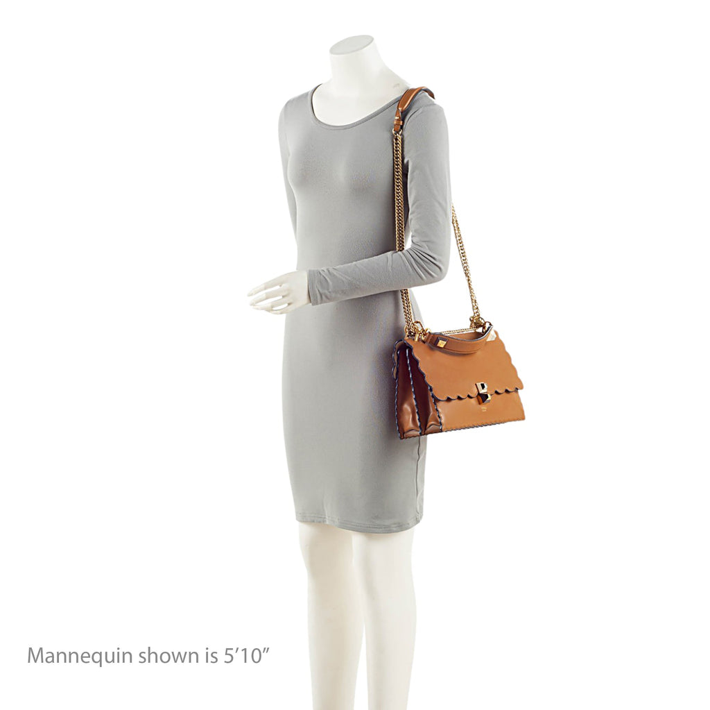 Fendi Calfskin Studded Kan I Medium Shoulder Bag