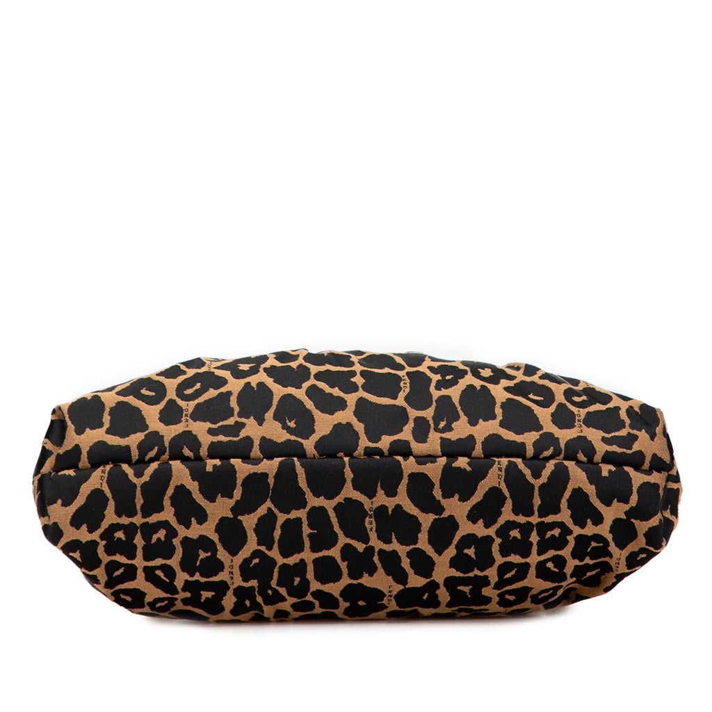 Fendi Canvas Leopard Print Chef Shoulder Bag