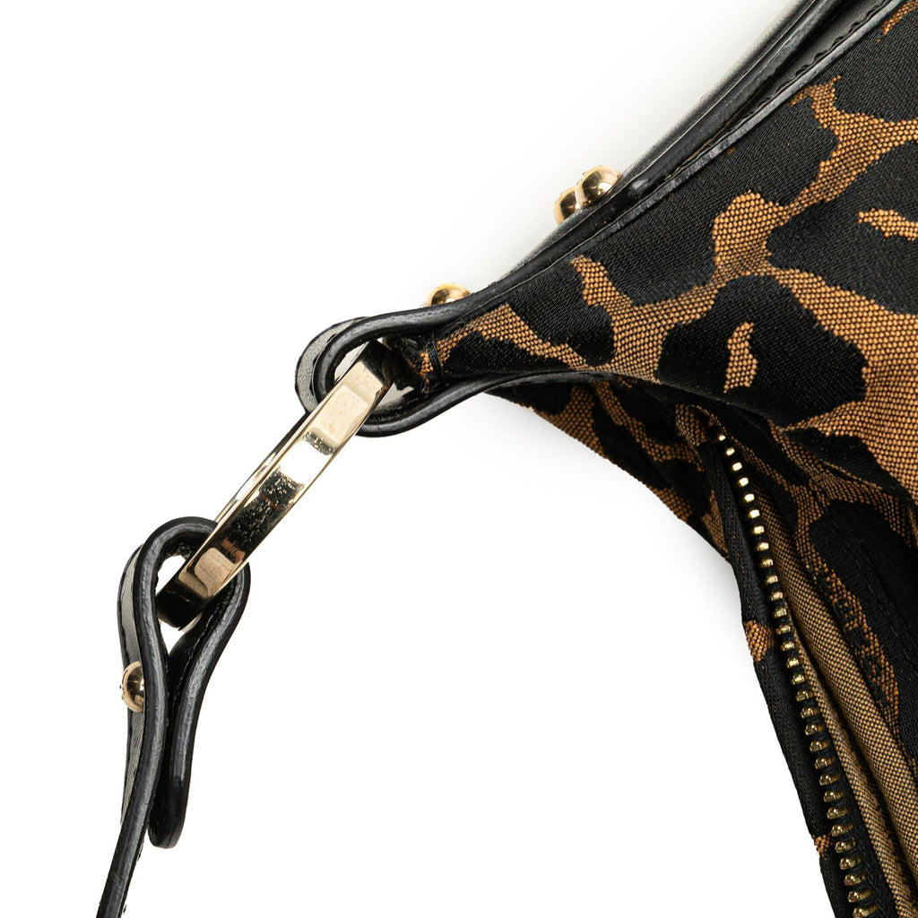 Fendi Canvas Leopard Print Chef Shoulder Bag