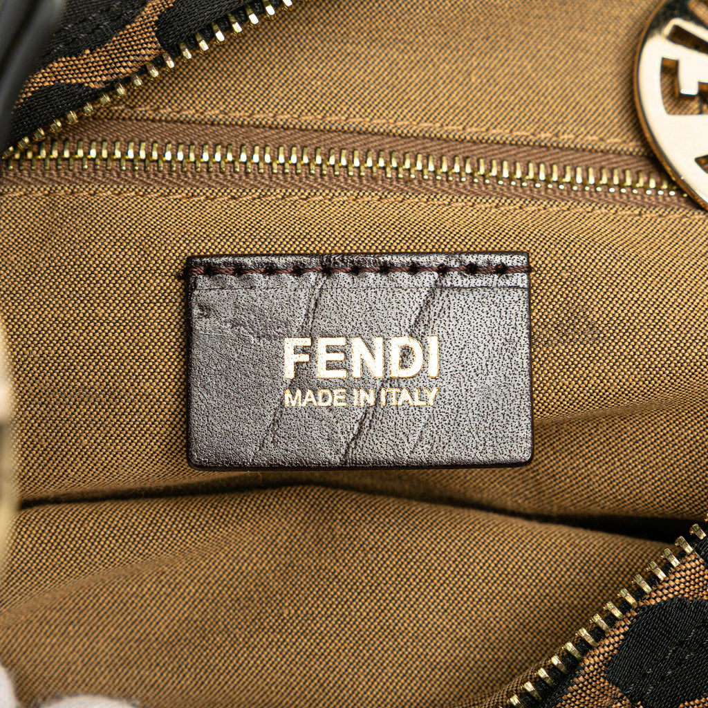 Fendi Canvas Leopard Print Chef Shoulder Bag