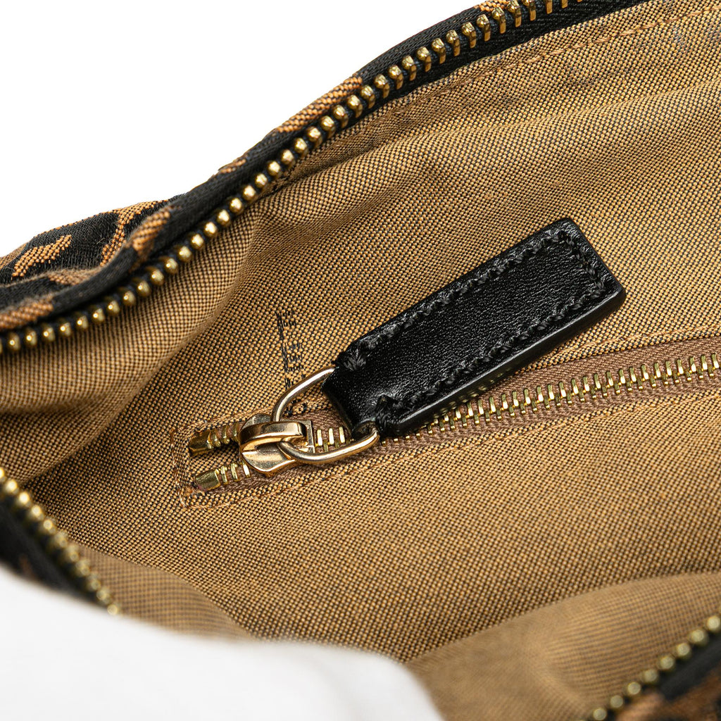 Fendi Canvas Leopard Print Chef Shoulder Bag