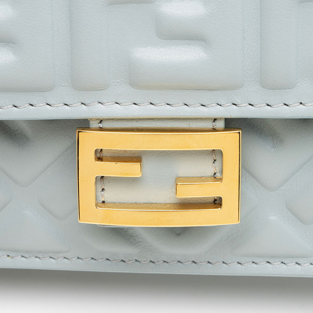 Fendi Embossed Leather FF Baguette Wallet on Chain