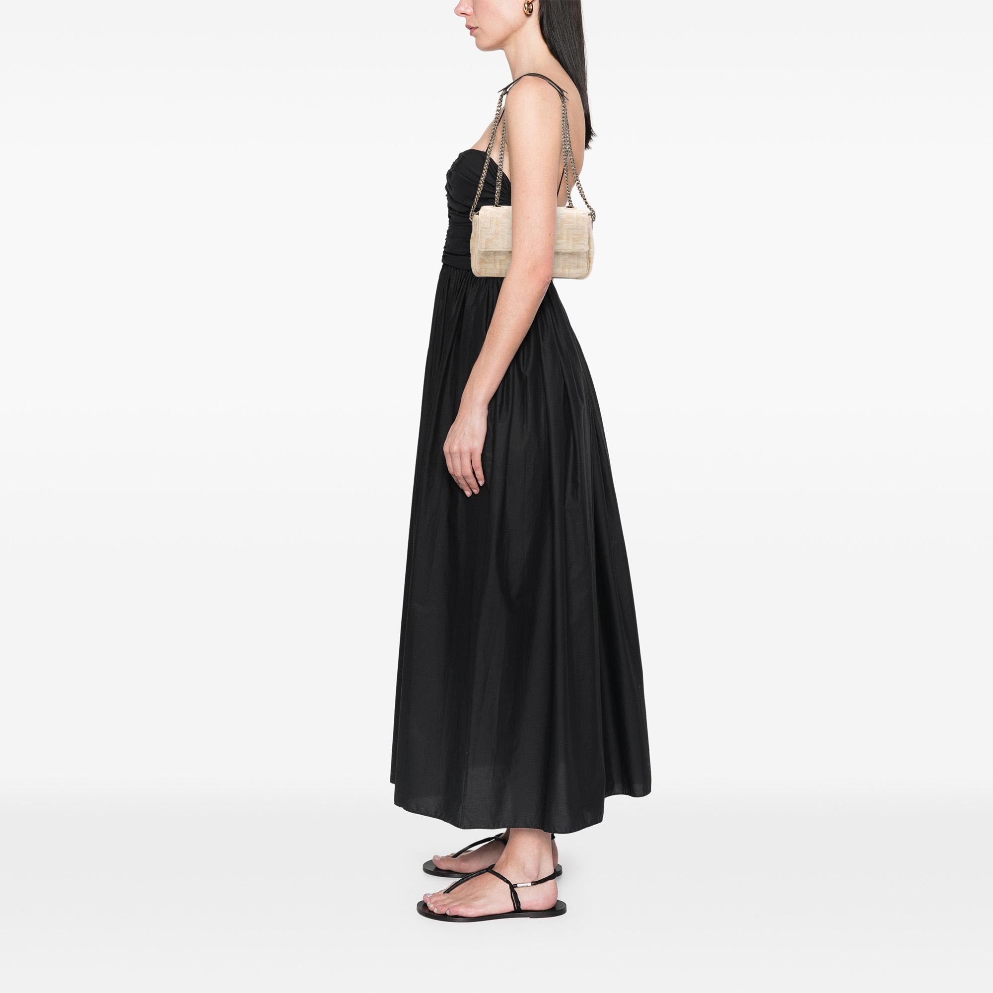 Fendi FF Chenille and Leather Chain Midi Baguette