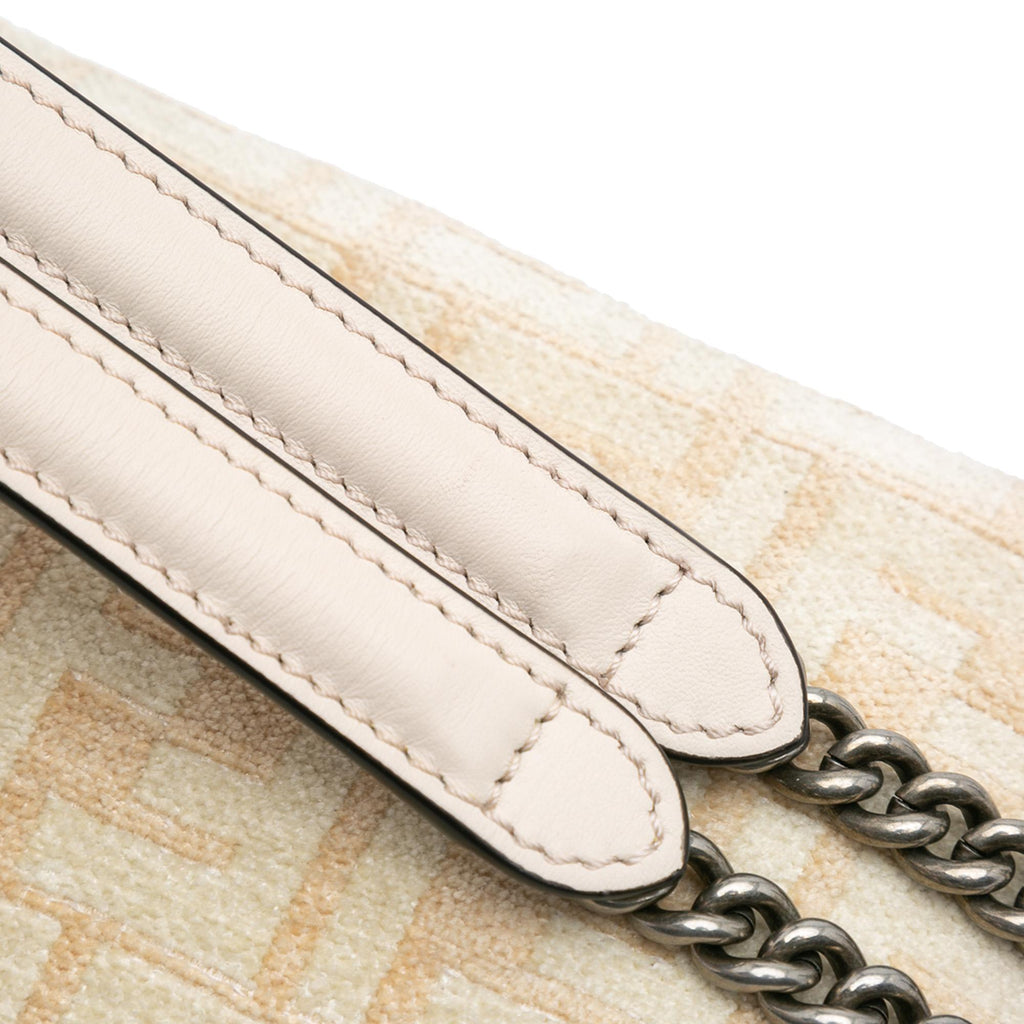 Fendi FF Chenille and Vitello Seta Chain Midi Baguette