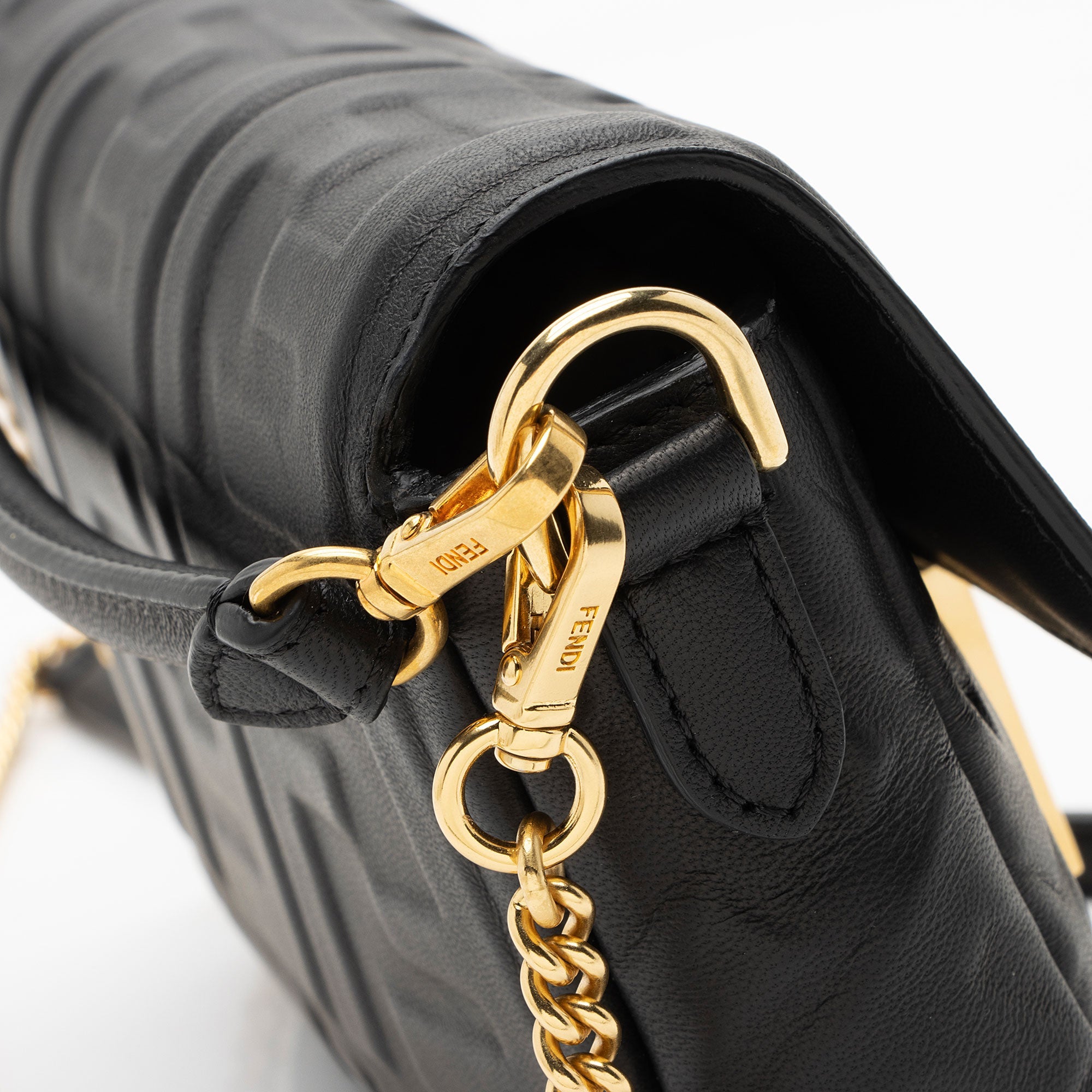 Fendi FF Embossed 1974 Mini Baguette Shoulder Bag