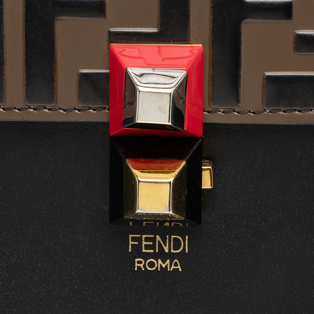 Fendi FF Embossed Calfskin Kan I Small Shoulder Bag