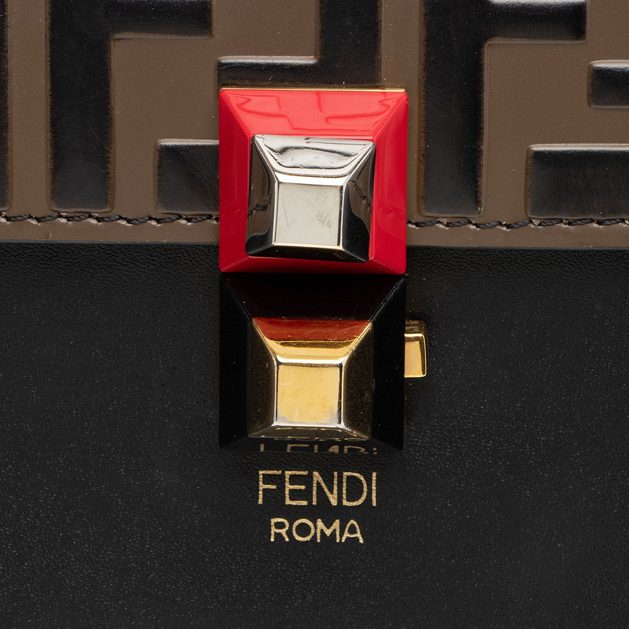 Fendi FF Embossed Calfskin Kan I Small Shoulder Bag